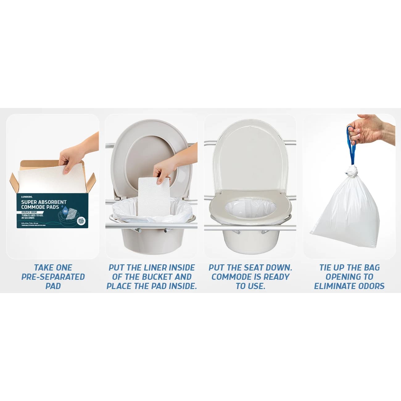 Lunderg Super Absorbent Commode Pads for Adults - Image 3