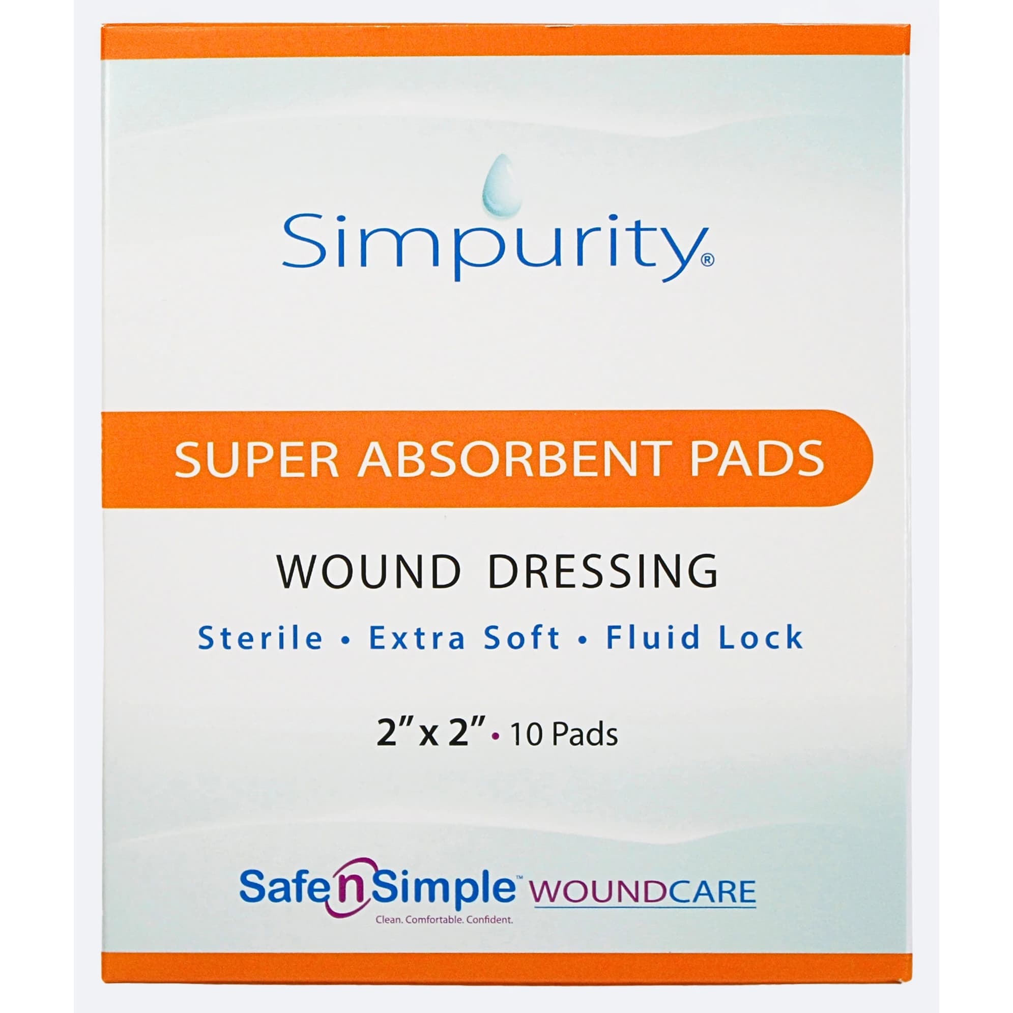 Simpurity Super Absorbent Dressing Pads, 2 x 2 Inch - Case of 160 - Image 1