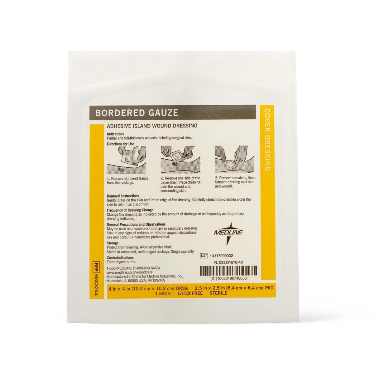 Medline Adhesive Strip, White, 4 x 4 Inch, Sterile - Image 1