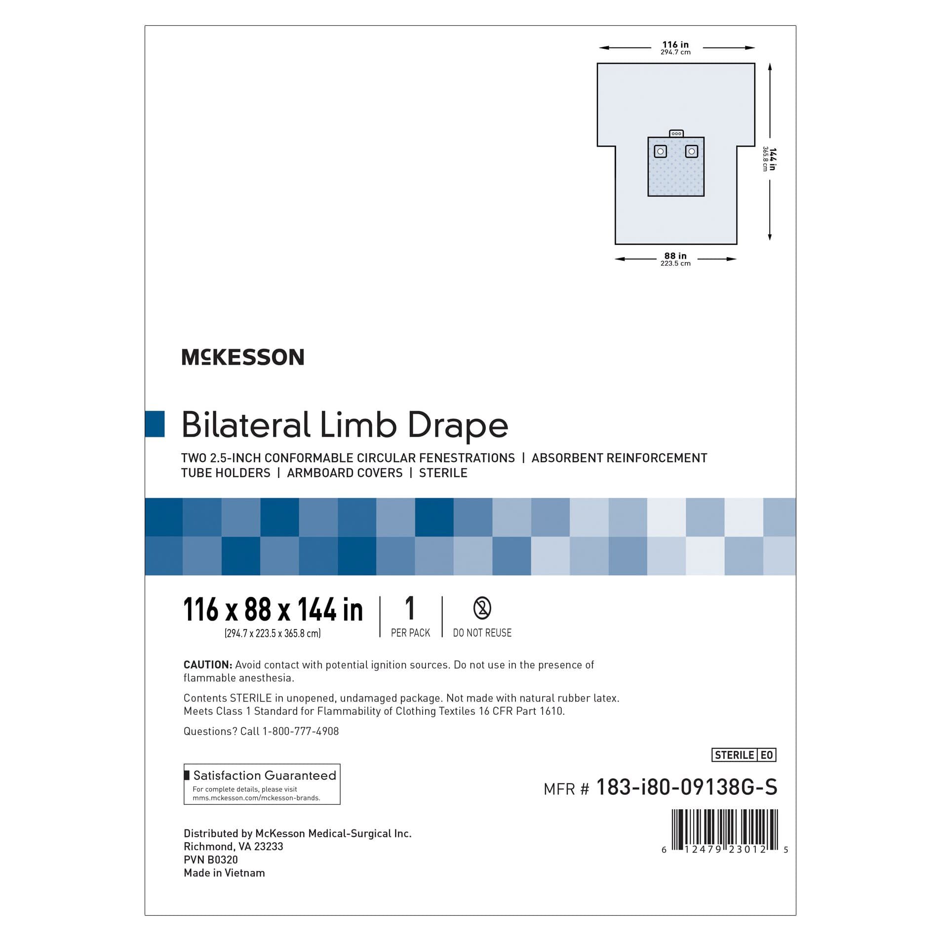 McKesson Orthopedic Bilateral Limb Drape, 116 W x 88 W x 114 L Inch - Case of 12 - Image 1