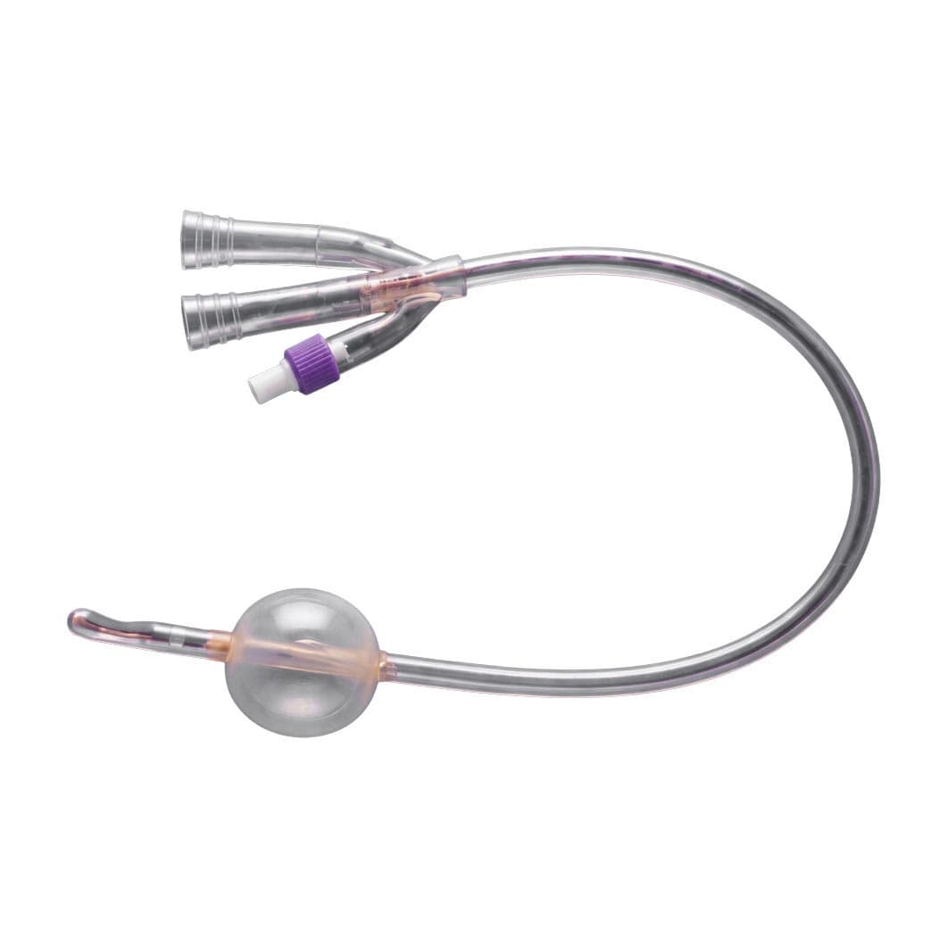 Soft Simplastic 3-Way Foley Post-Op Indwelling Catheters, Couvelaire Tip, 16"