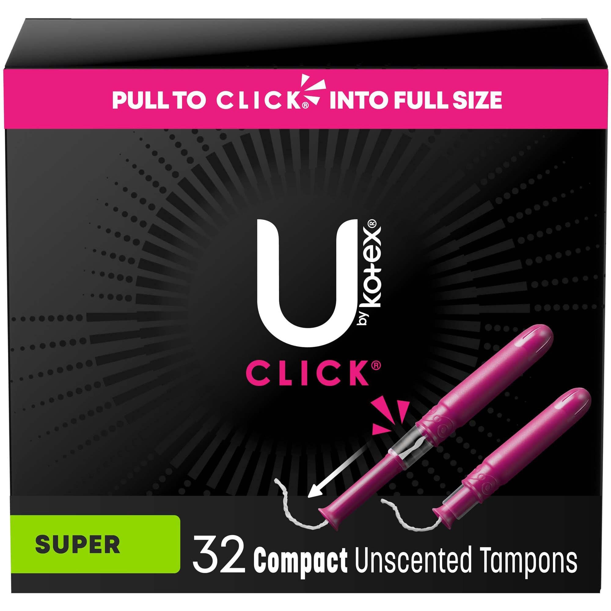 U By Kotex Click Compact Tampons, Super Absorbency - Carton of 192 - Image 1