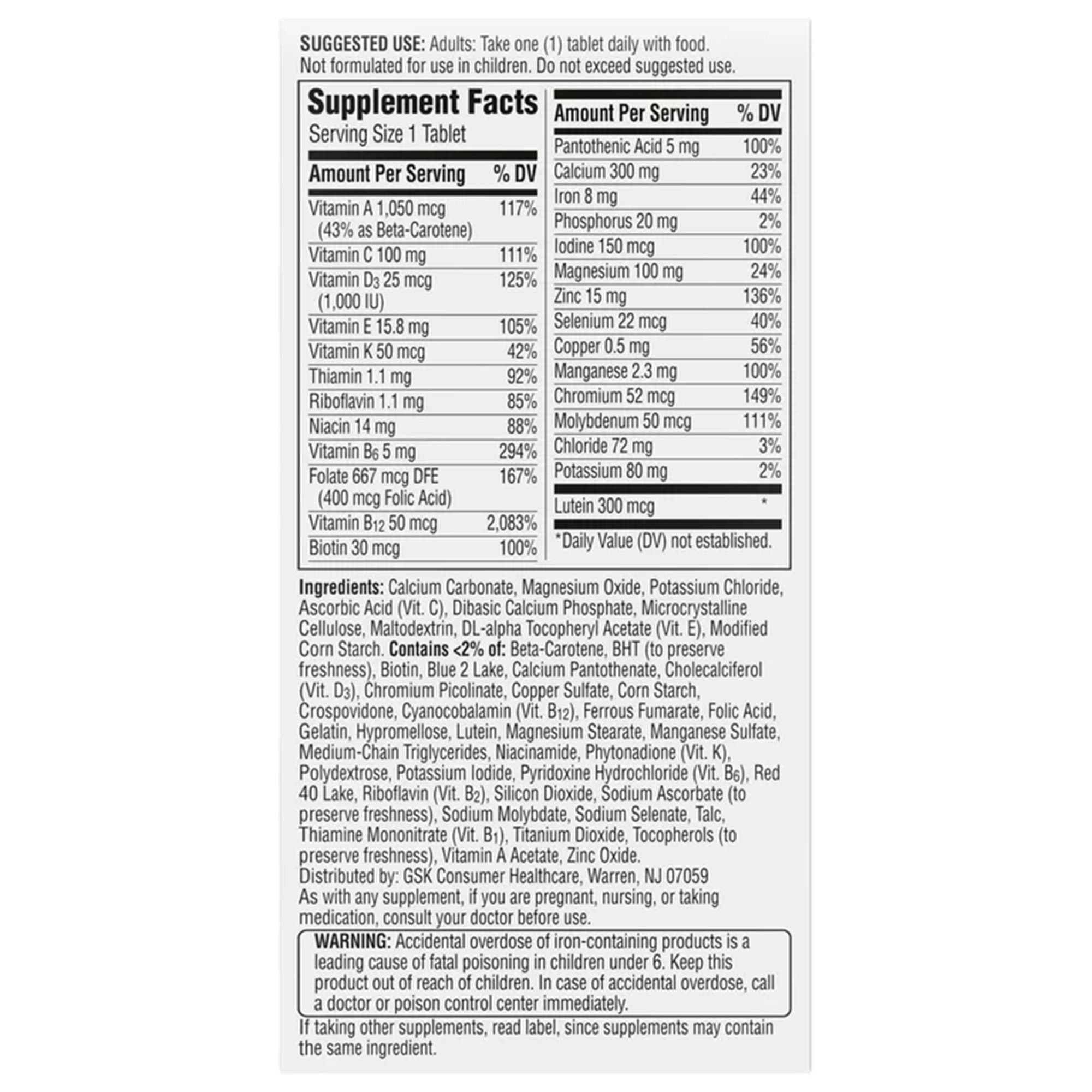 Centrum Silver Women 50+ Multivitamin Supplement Tablets - Bottle of 100 - Image 2