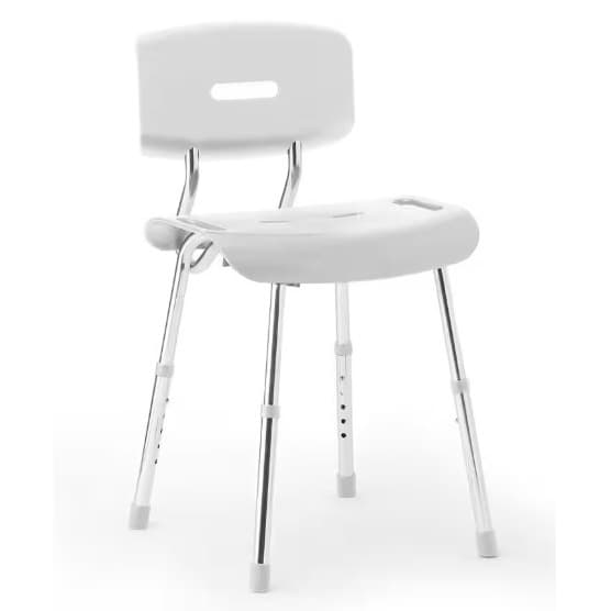 Medline White Shower Chair with Backrest, Microban Treated, 300 lbs Weight Capacity - Image 1