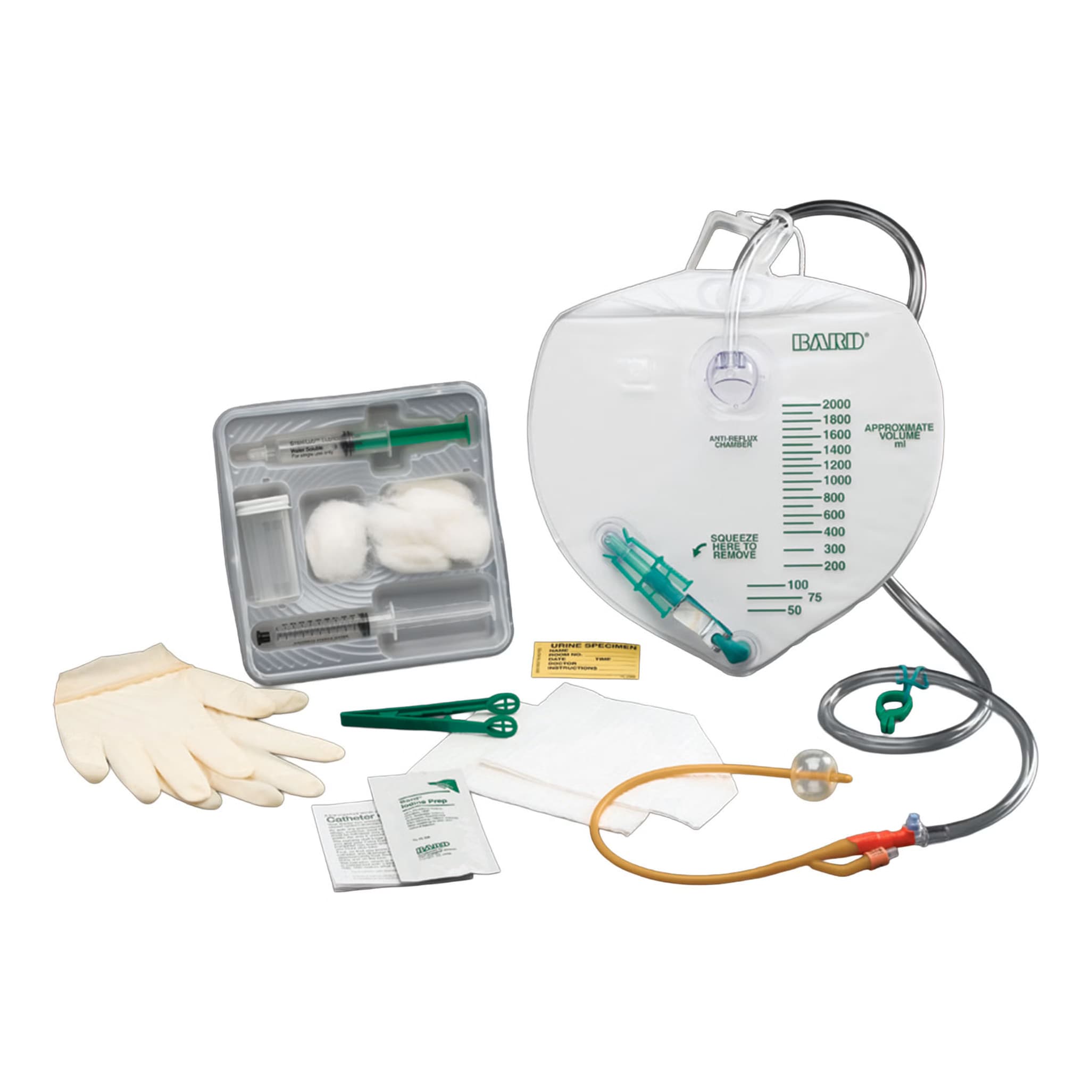 Lubricath Indwelling Catheter Tray with Anti-Reflux Drain Bag, 16 Fr - Each - Image 1