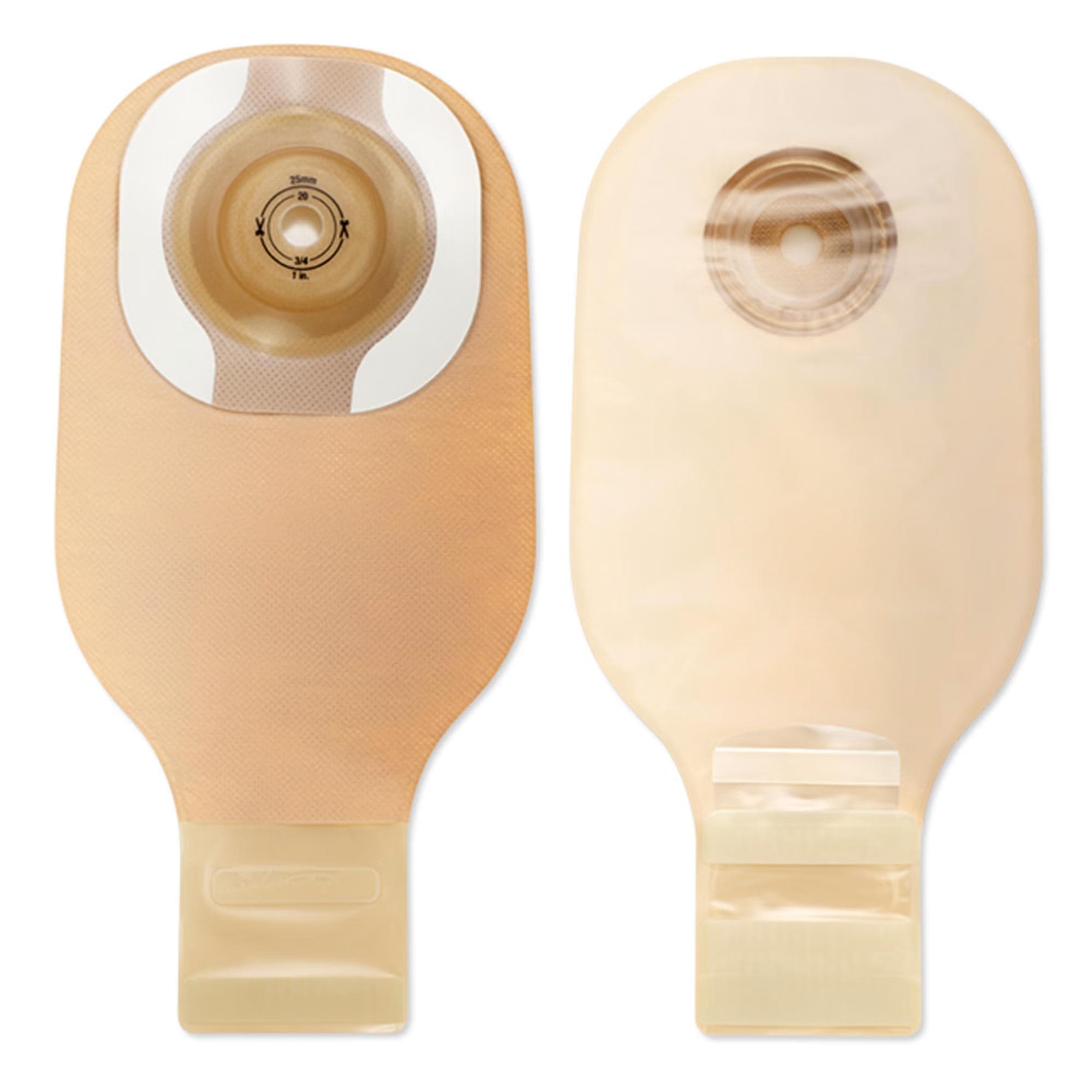 Premier 1-Piece Drainable Ostomy Pouch with Convex CeraPlus Barrier, Microseal Closure and Tape, Up to 1 Inch - Box of 5 - Image 1
