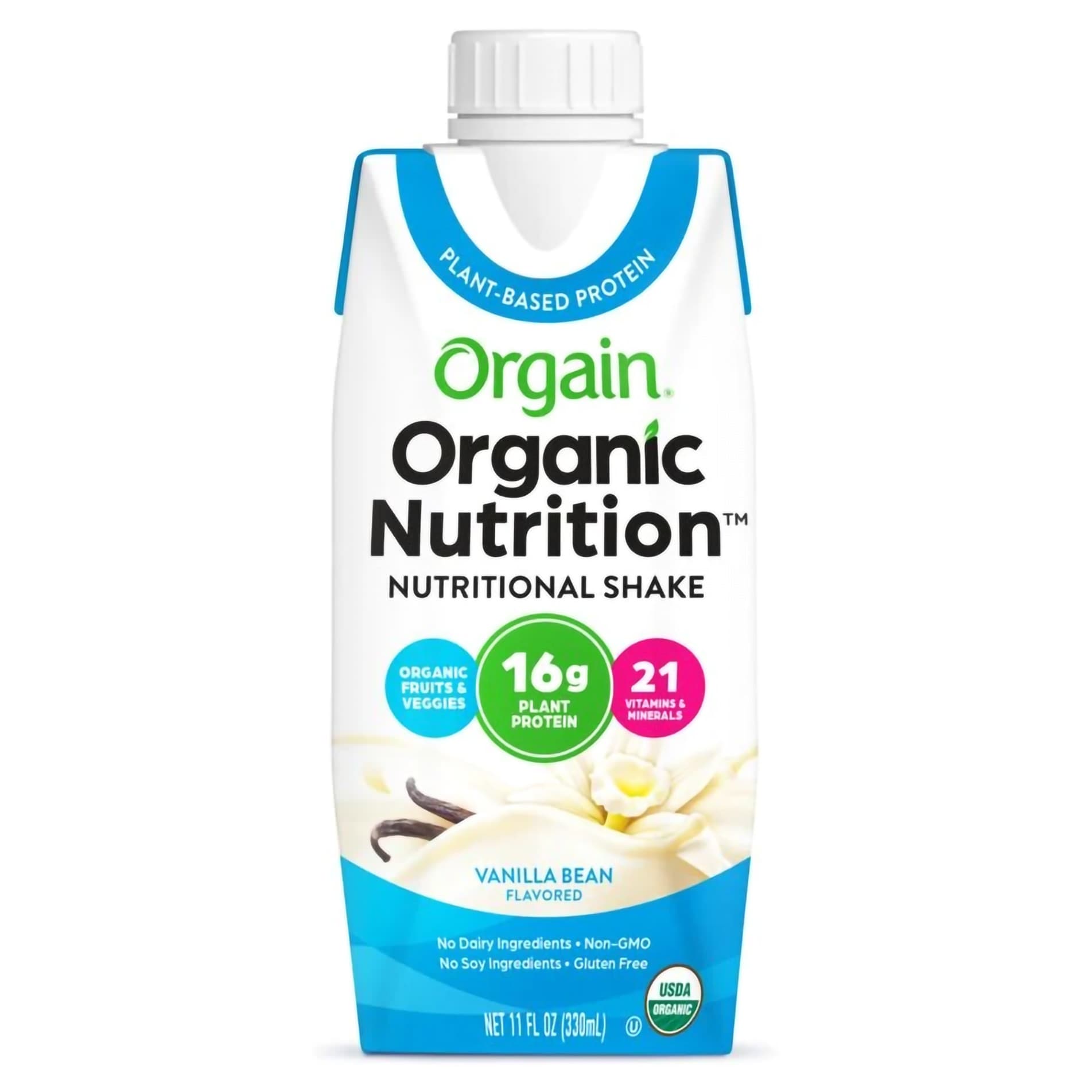 Organic Nutrition Vegan Oral Supplement, Vanilla Bean Flavor, 11 oz - Case of 12 - Image 1