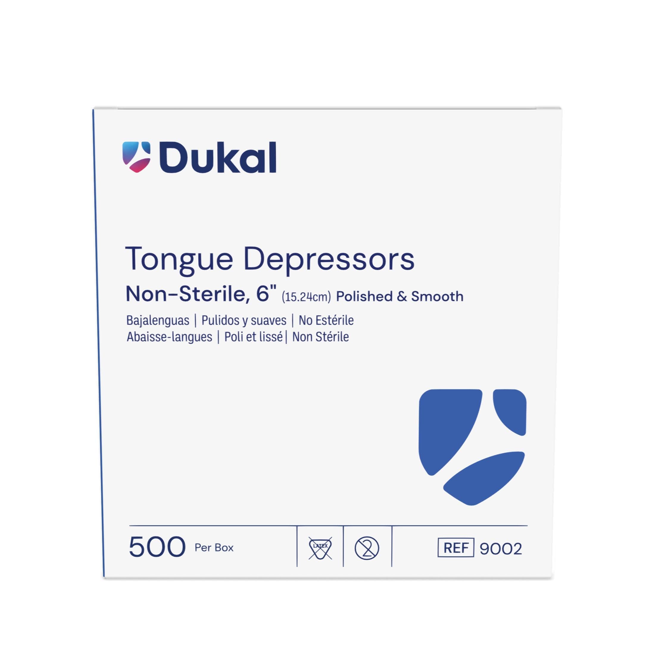 Dukal Unflavored Non-Sterile Tongue Depressor, 6 Inch - Box of 500 - Image 1