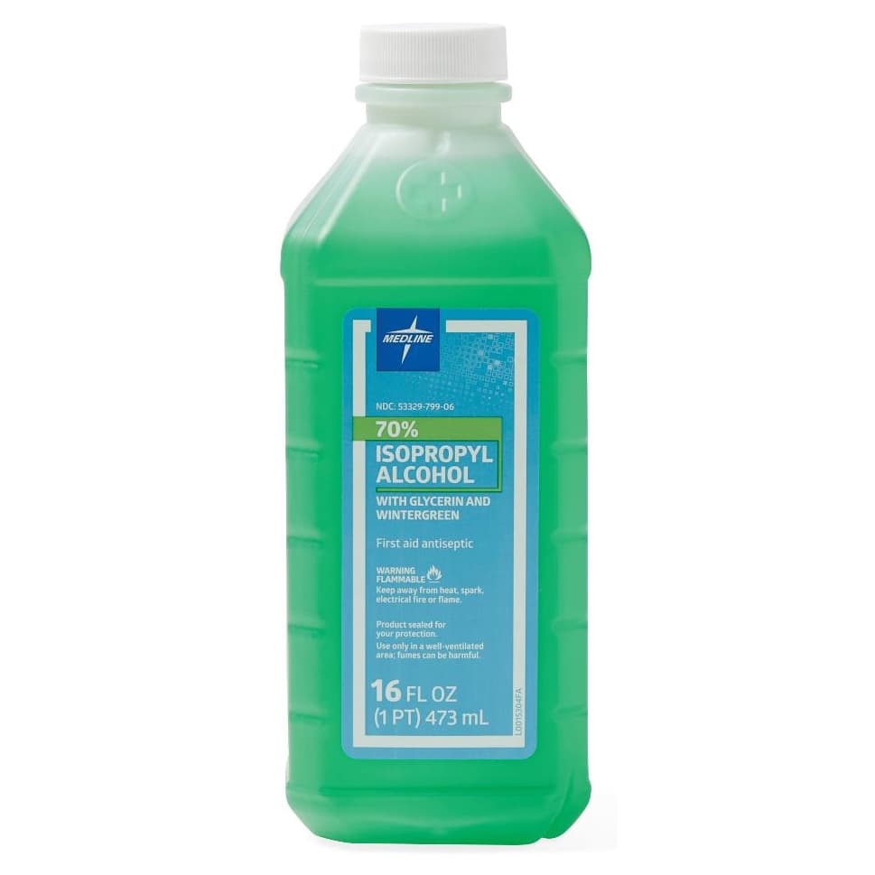 Medline 70% Strength Isopropyl Rubbing Alcohol with Glycerin & Wintergreen, 16 oz - Each - Image 1