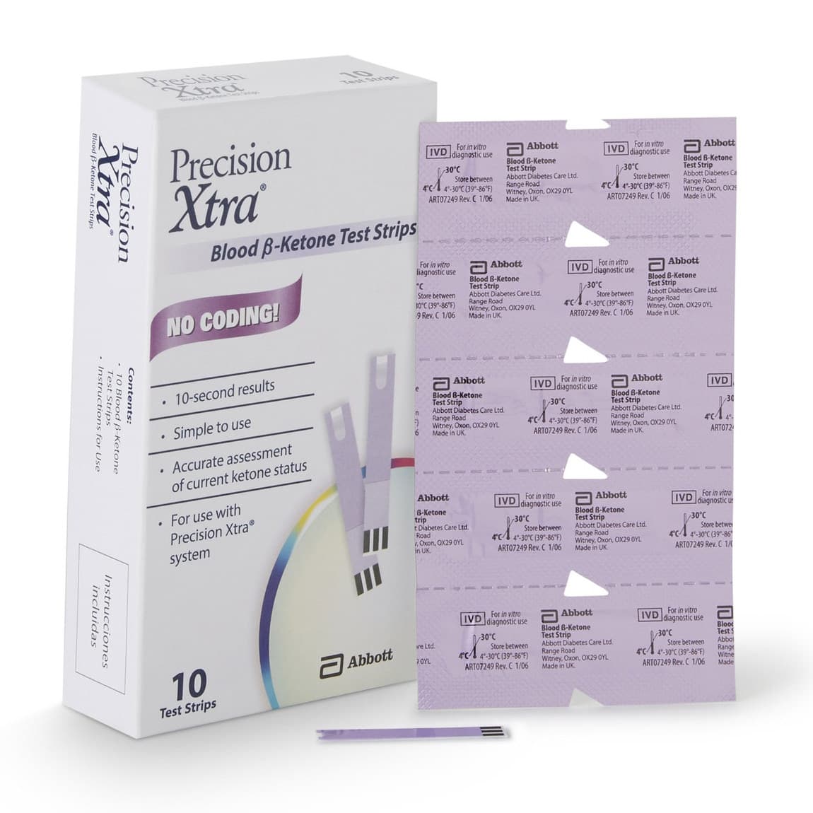 Precision Xtra Blood Glucose & Ketone Test Strips - Box of 10 - Image 1