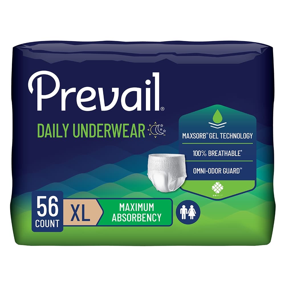 Prevail Maximum Daily Unisex Incontinence Underwear, Extra Large - Case of 56 - Image 1