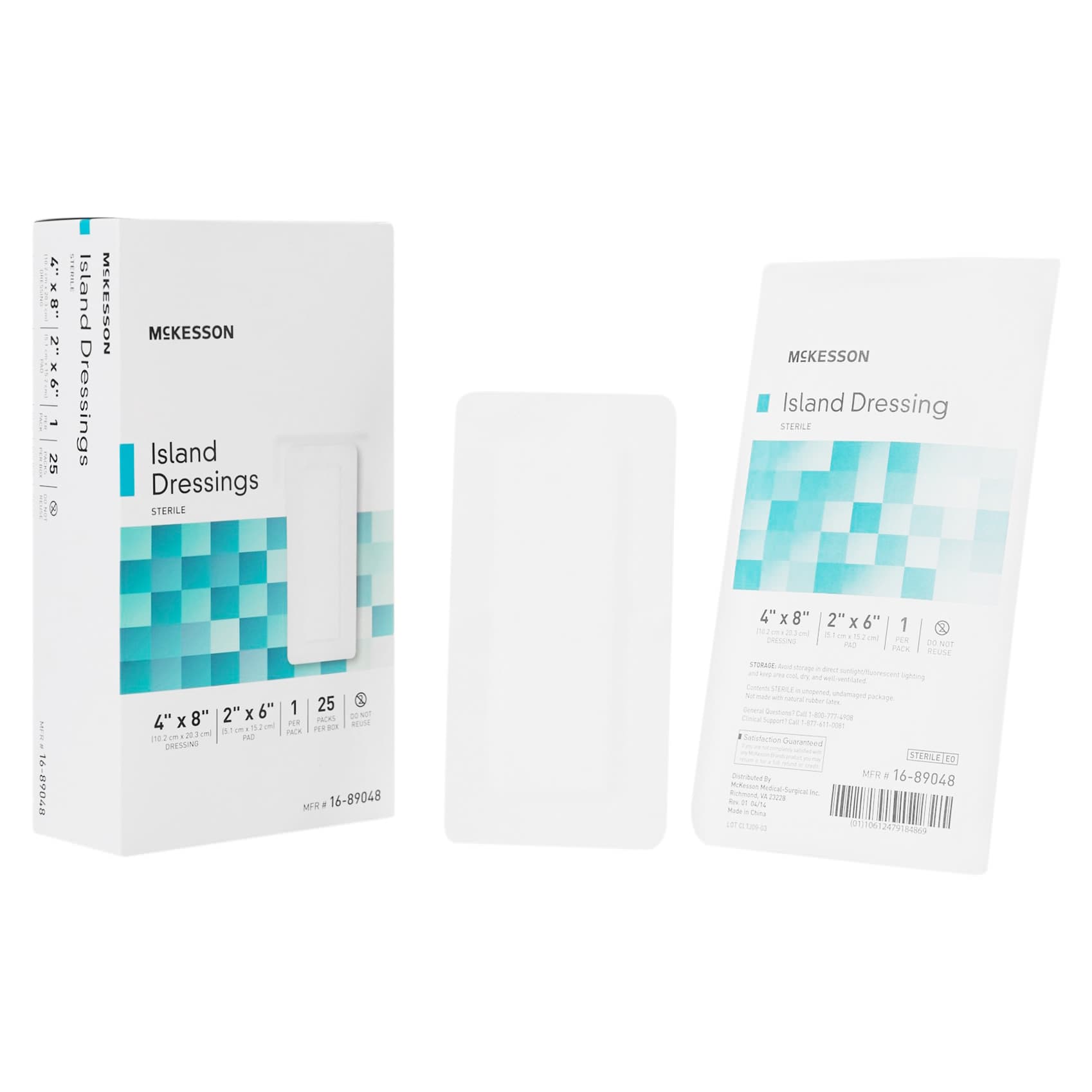 McKesson Adhesive Rectangle Island Dressing, 4 x 8 Inch - Box of 25 - Image 1