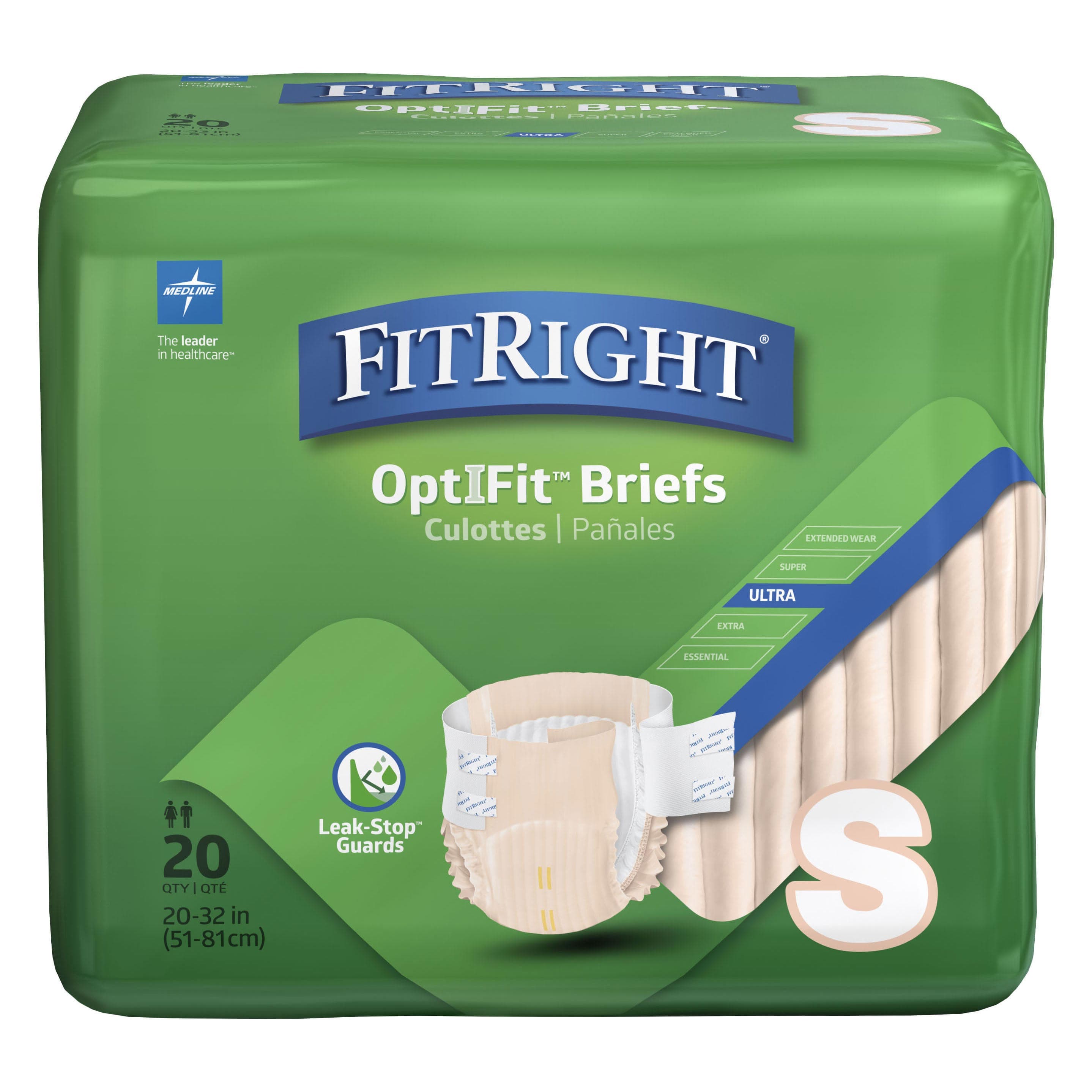 FitRight OptiFit Ultra Disposable Briefs, Small - Package of 20 - Image 1
