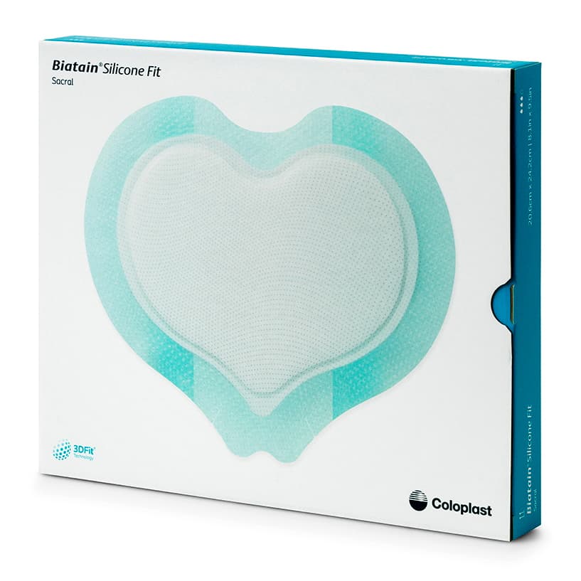 Coloplast Biatain Bordered Silicone Fit Foam Dressing, Large, 9.8 x 9.8 Inch - Box of 5 - Image 1