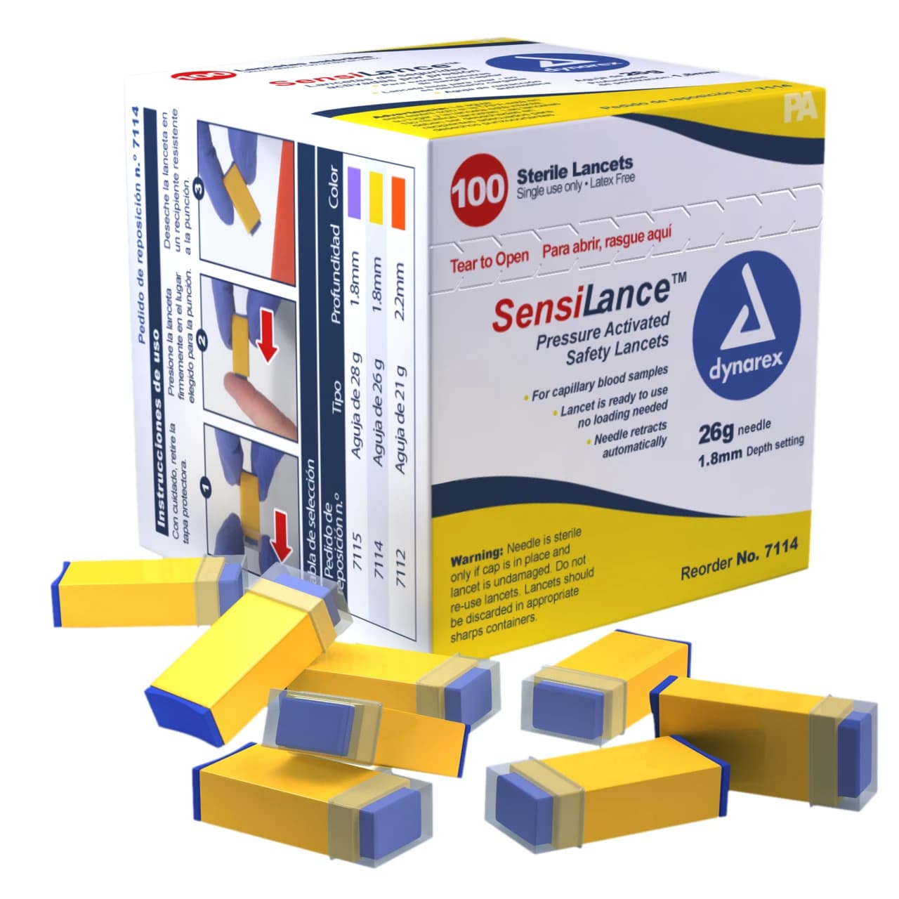 SensiLance Sterile Disposable Safety Lancet, 26 Gauge - Box of 100 - Image 1