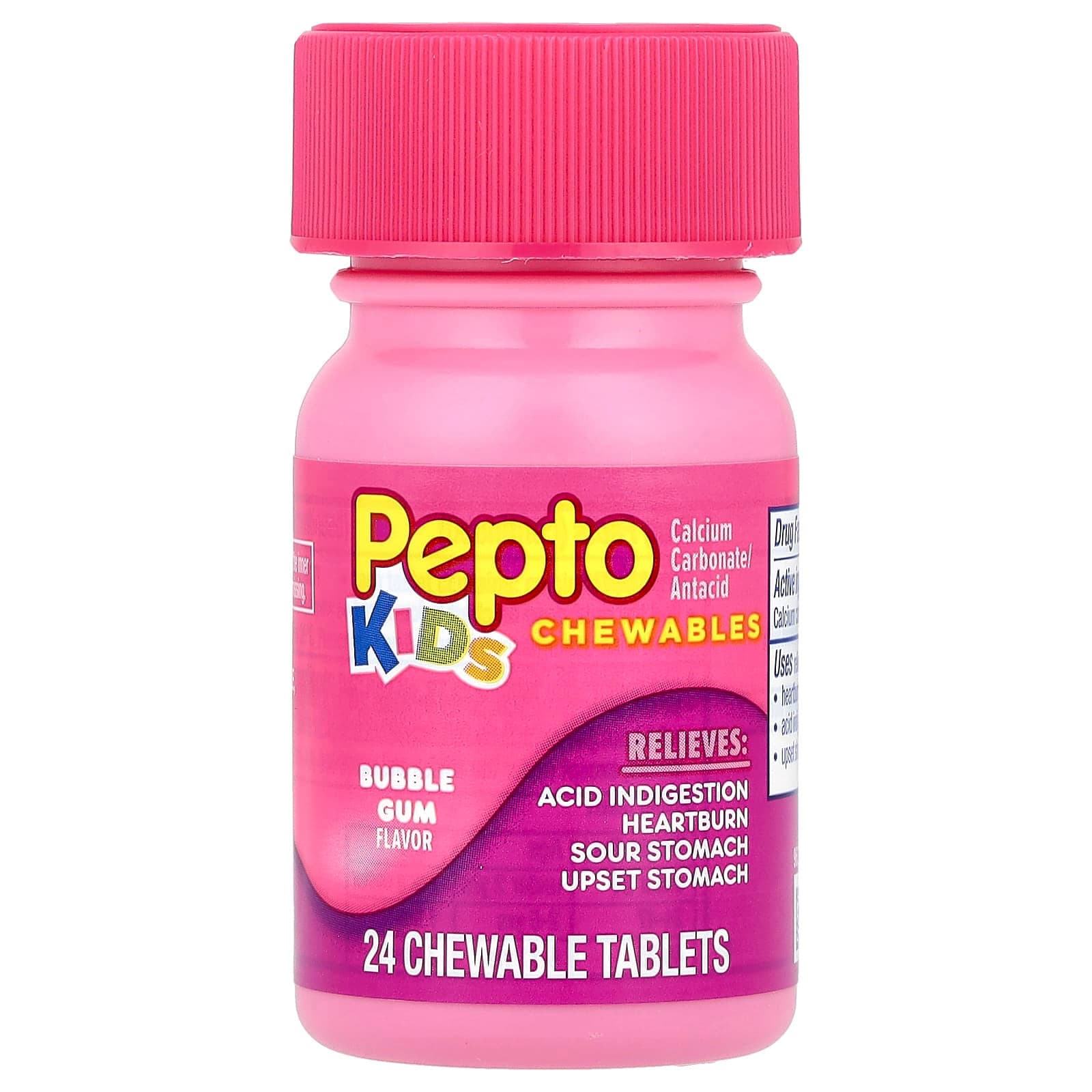 Pepto Bismol, Kids, Pepto Chewables Tablet , Bubblegum Flavor, 24 Count - Each - Image 2