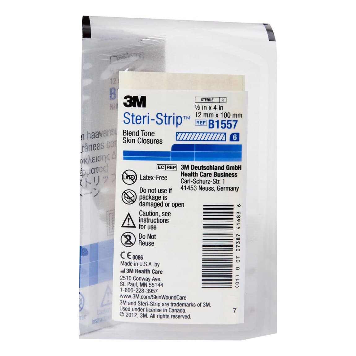 3M Steri-Strip Blend Tone Skin Closure Strip, 1/2" x 4" - Each - Image 1