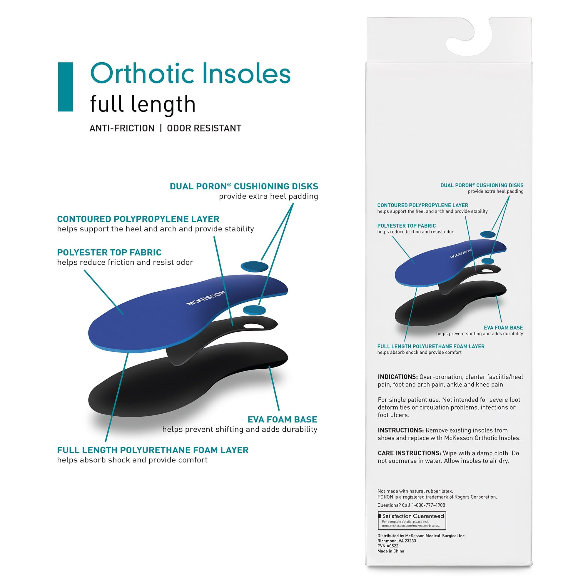 McKesson Full-Length Orthotic Insoles Black-Blue - Image 4