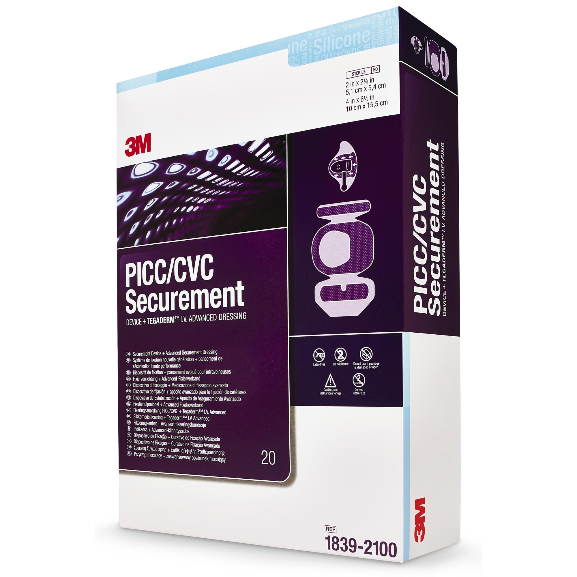 3M PICC-CVC Securement Device + Tegaderm IV Advanced Securement Dressing, 4 x 6-1/8" - Case of 80 - Image 1