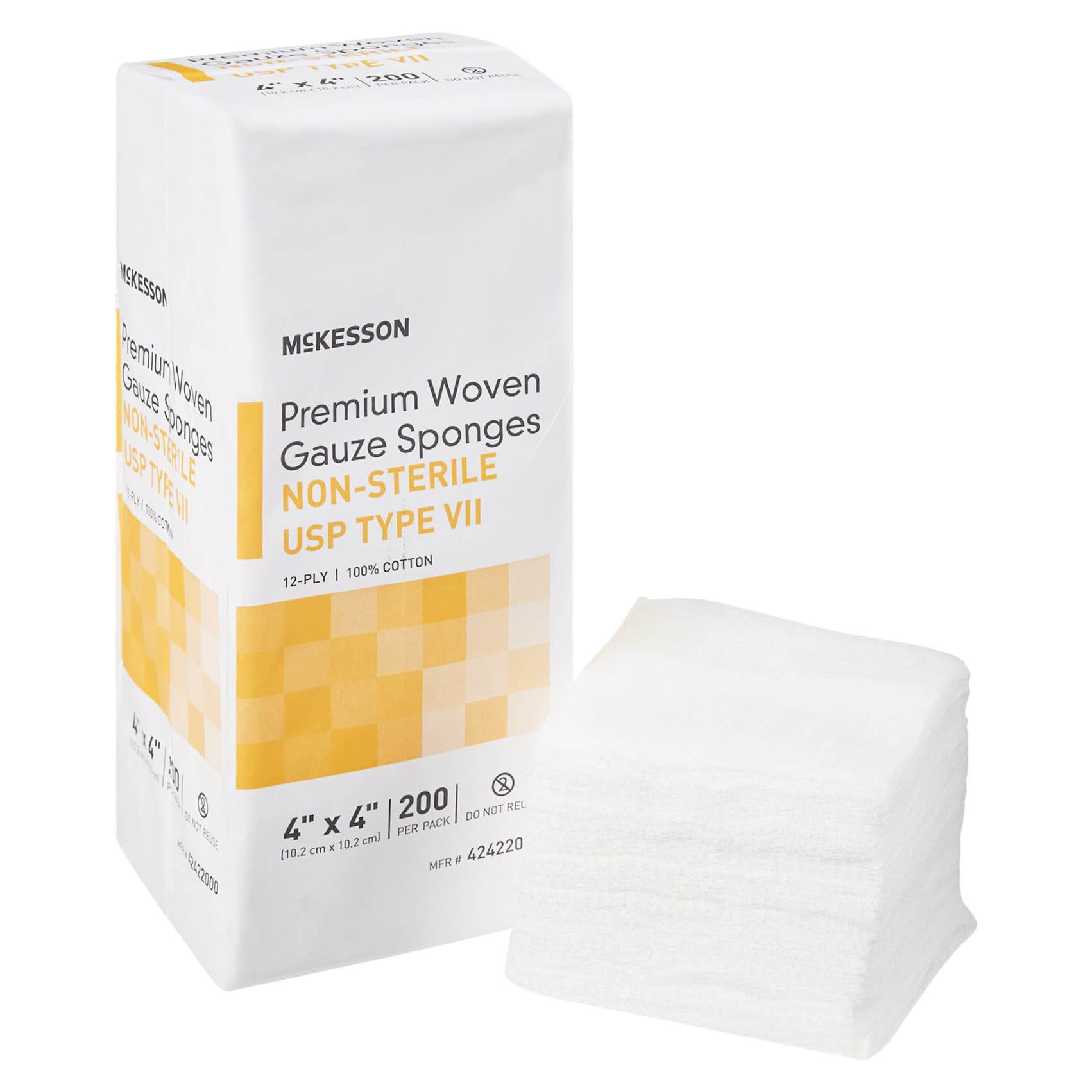 McKesson USP Type VII Gauze Sponge White Square NonSterile, 4 x 4 Inch, 12-Ply - Case of 2000 - Image 1