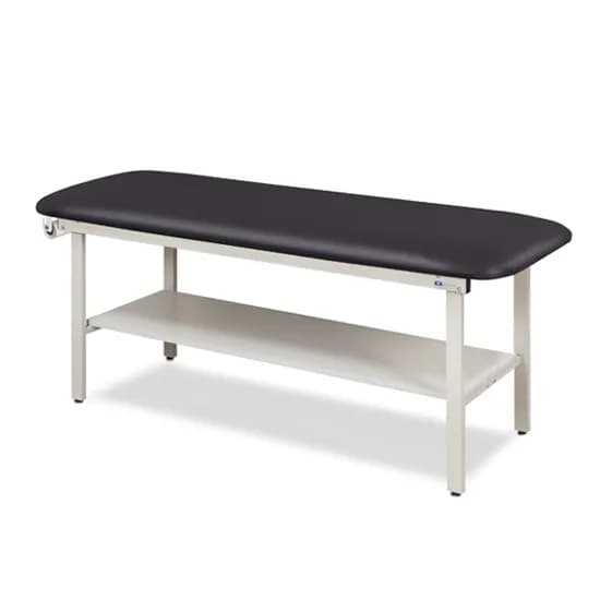 Clinton Alpha Express Flat Top Treatment Table with Full Shelf, Black, 30" W x 72" L x 31" H - Image 1