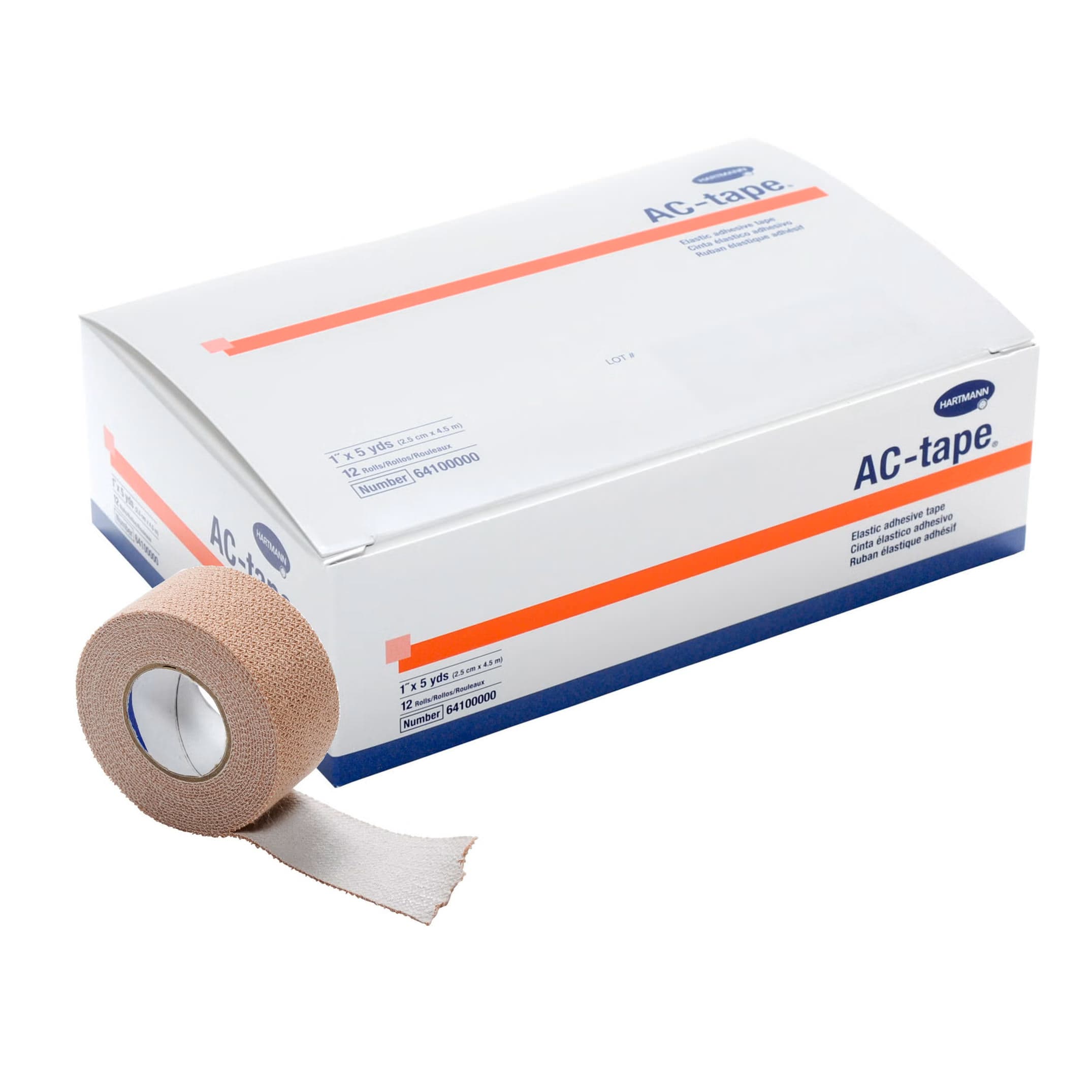 AC-Tape Mid-Strength Athletic Tape, Tan, NonSterile, 1 Inch x 5 Yard - Case of 144 - Image 1