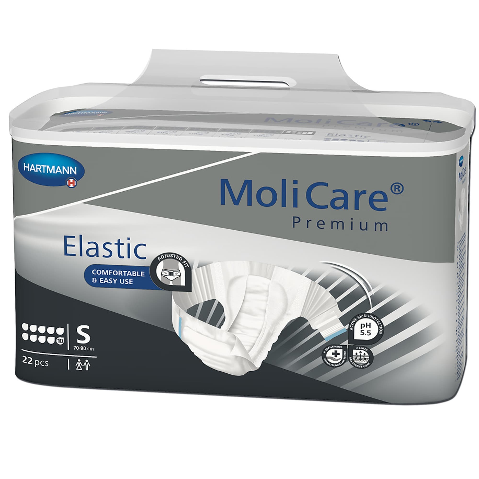 MoliCare Premium Elastic 10D Incontinence Briefs, Small - Case of 66 - Image 1