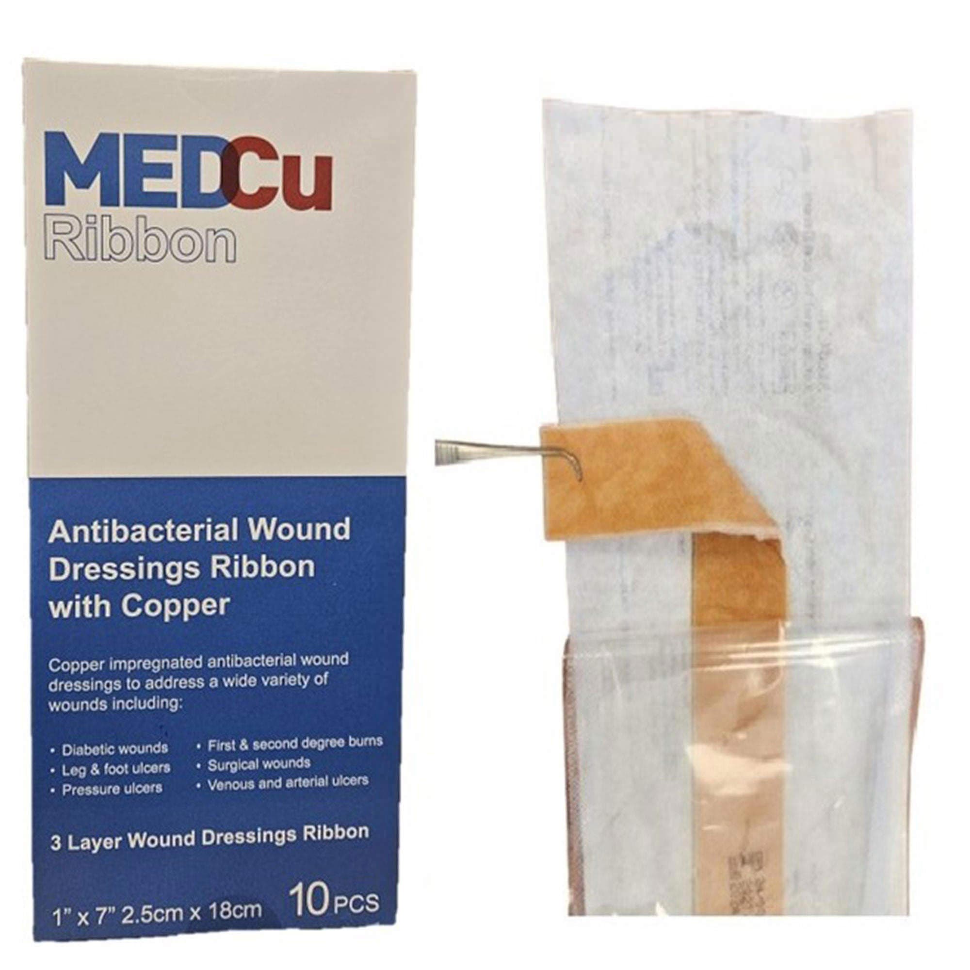 MedCu 3-Layer Antibacterial Ribbon with Copper Oxide, 1 x 7 Inch - Image 1