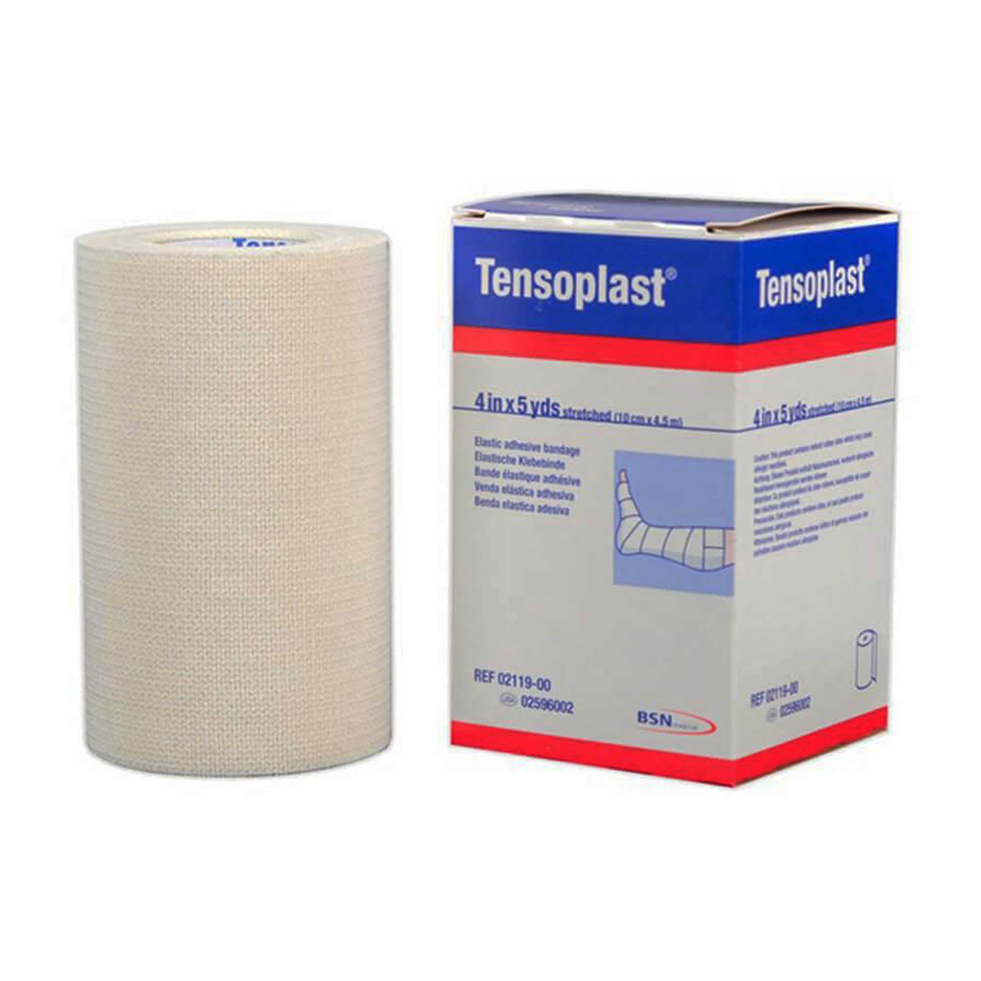 Tensoplast Elastic Adhesive Bandage, 4 Inch X 5 Yard, No Closure, White - Image 1