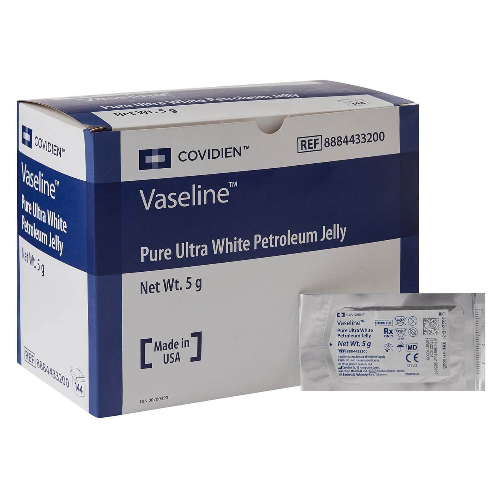 Cardinal Health Vaseline Pure Ultra White Petroleum Jelly, 5 Gram - Box of 144 - Image 1