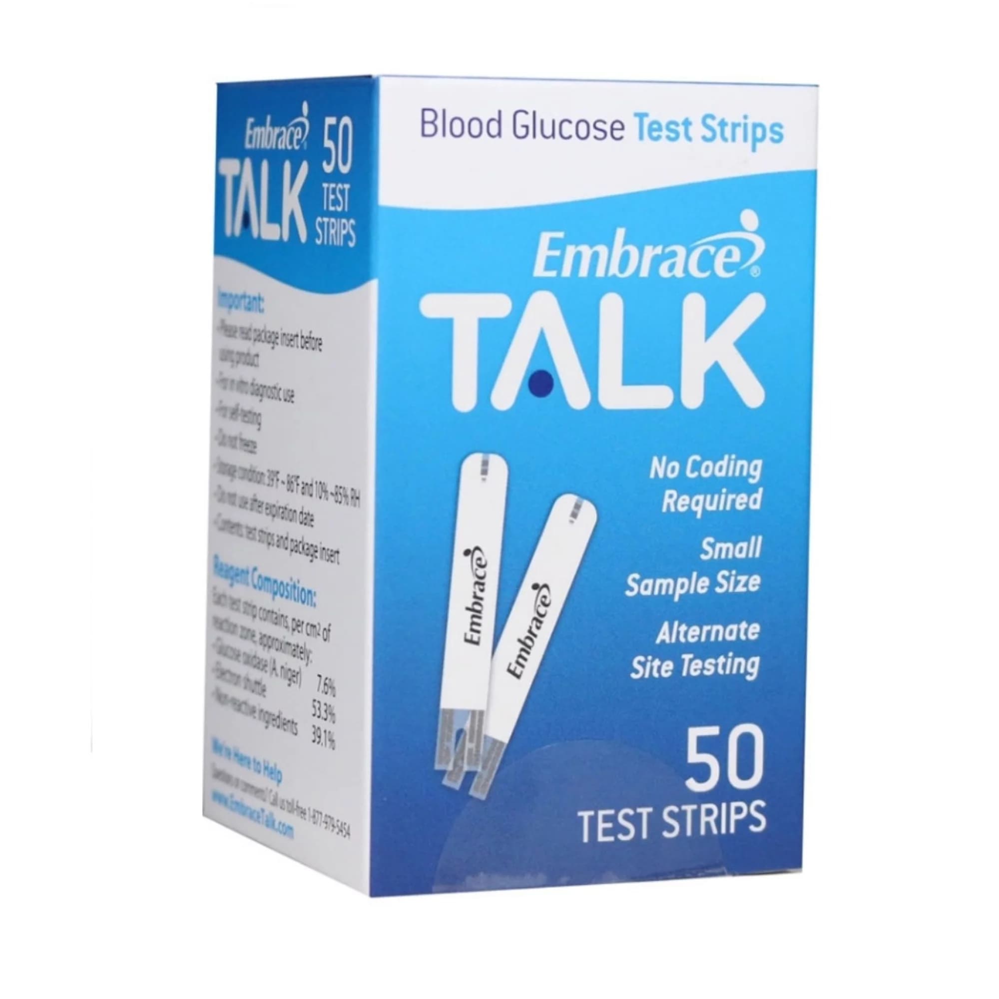 Embrace TALK Mail Order Blood Glucose Test Strips - Box Of 50