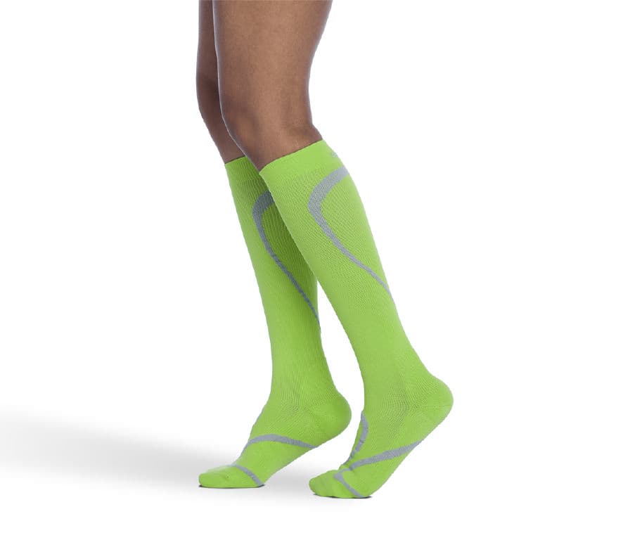 Sigvaris Motion High-Tech Unisex Calf High Compression Socks 20-30 mmHg, Small-Long, Lime - Pair - Image 1
