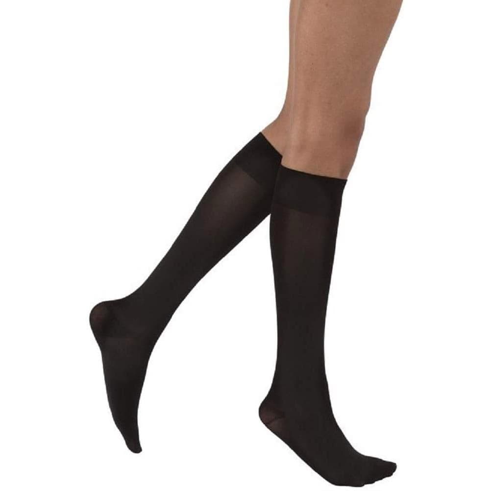 Jobst Opaque Compression Stockings, Closed Toe, 15-20mmHg, Medium, Classic Black - Pair - Image 1