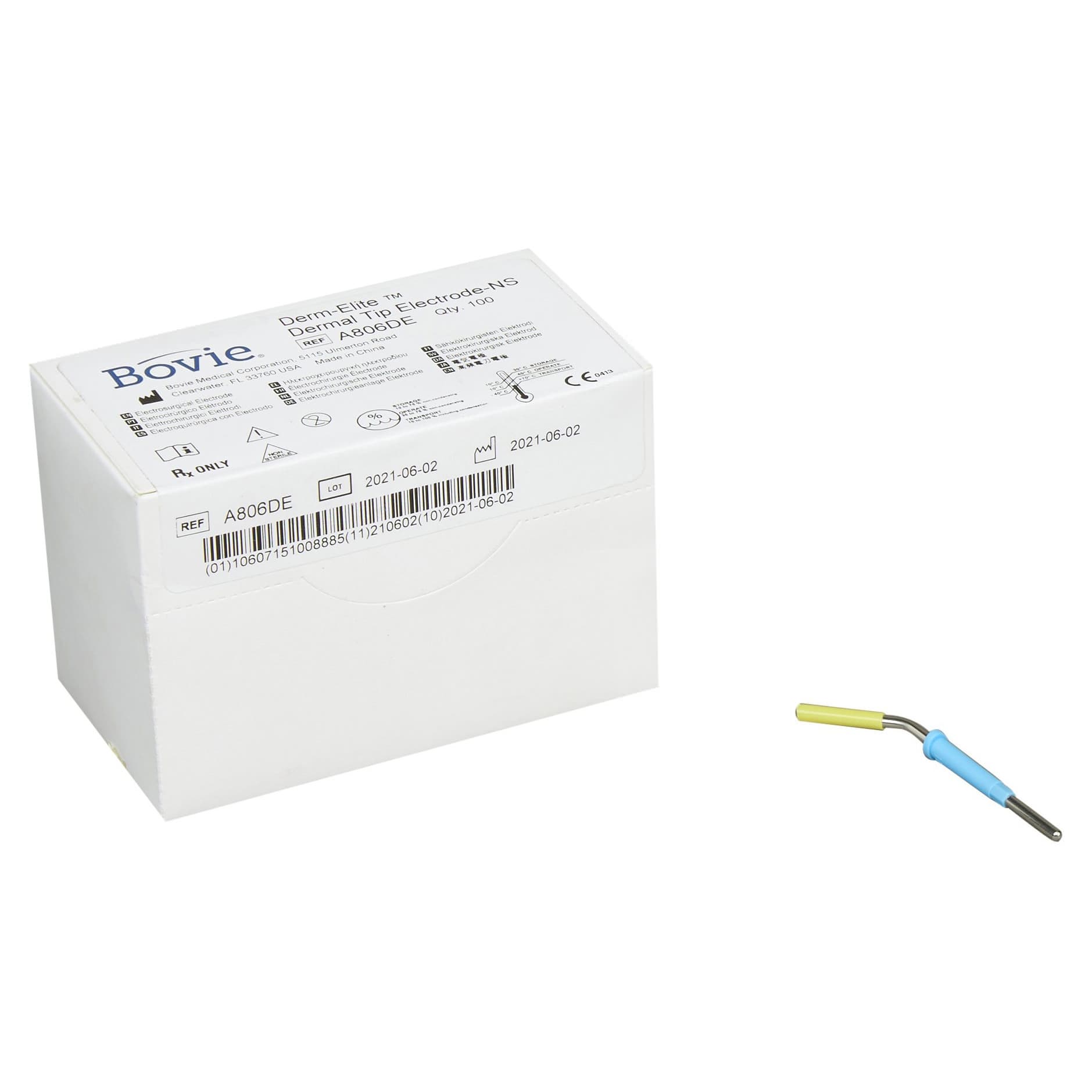 Derm-Elite Dermal Tip Electrode 2.3 mm Shaft Diameter Angled Blunt Tip Disposable - Box of 100 - Image 1