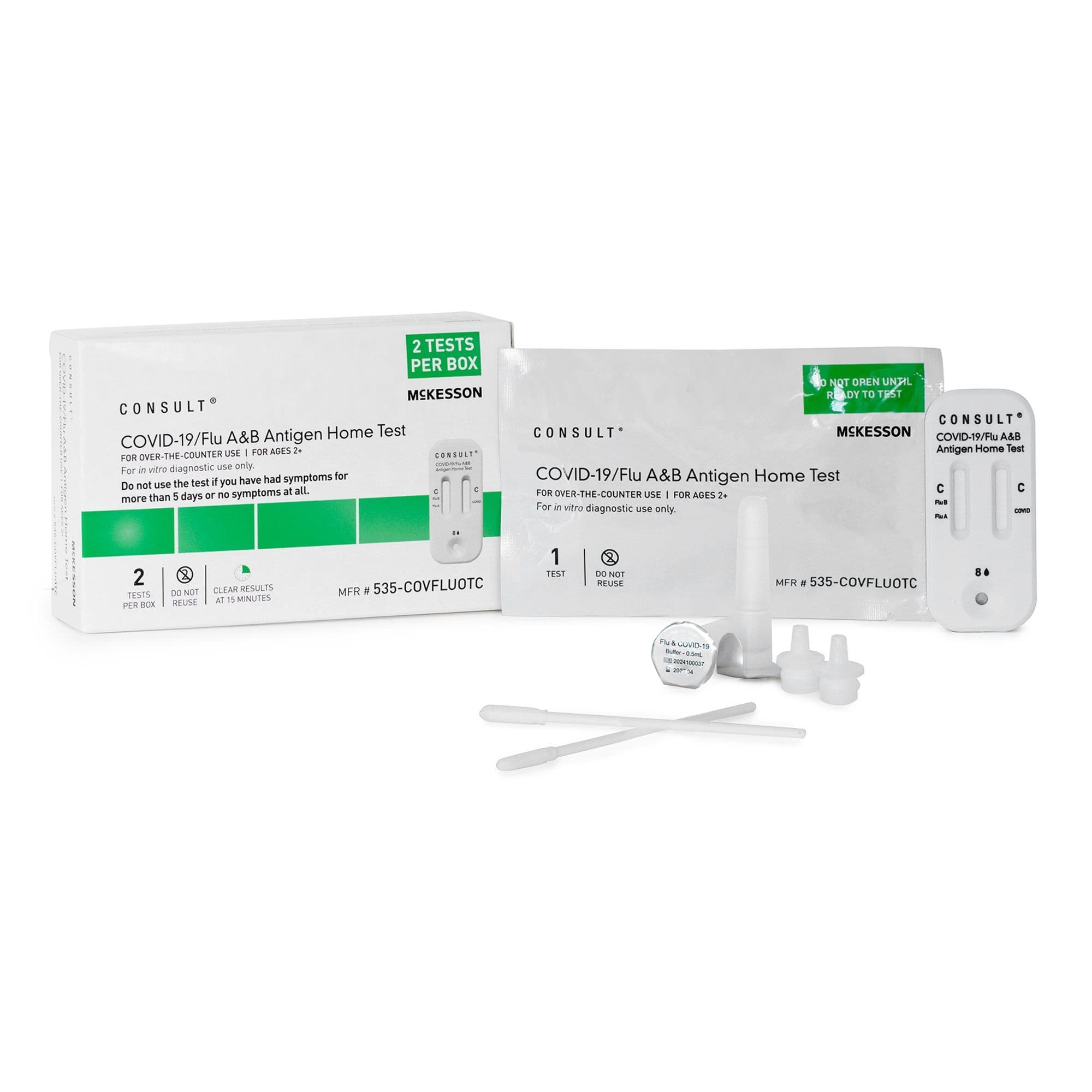McKesson Consult COVID-19 and Flu A&B Antigen Home Test Kit - Box of 2 - Image 1