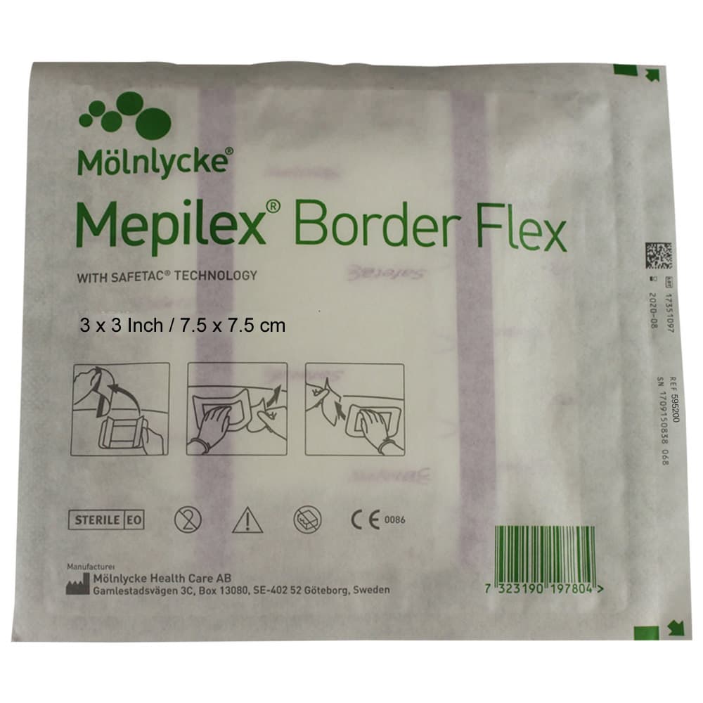 Mepilex Border Flex Self-Adherent Foam Dressing, 3 x 3 Inch - Each - Image 1