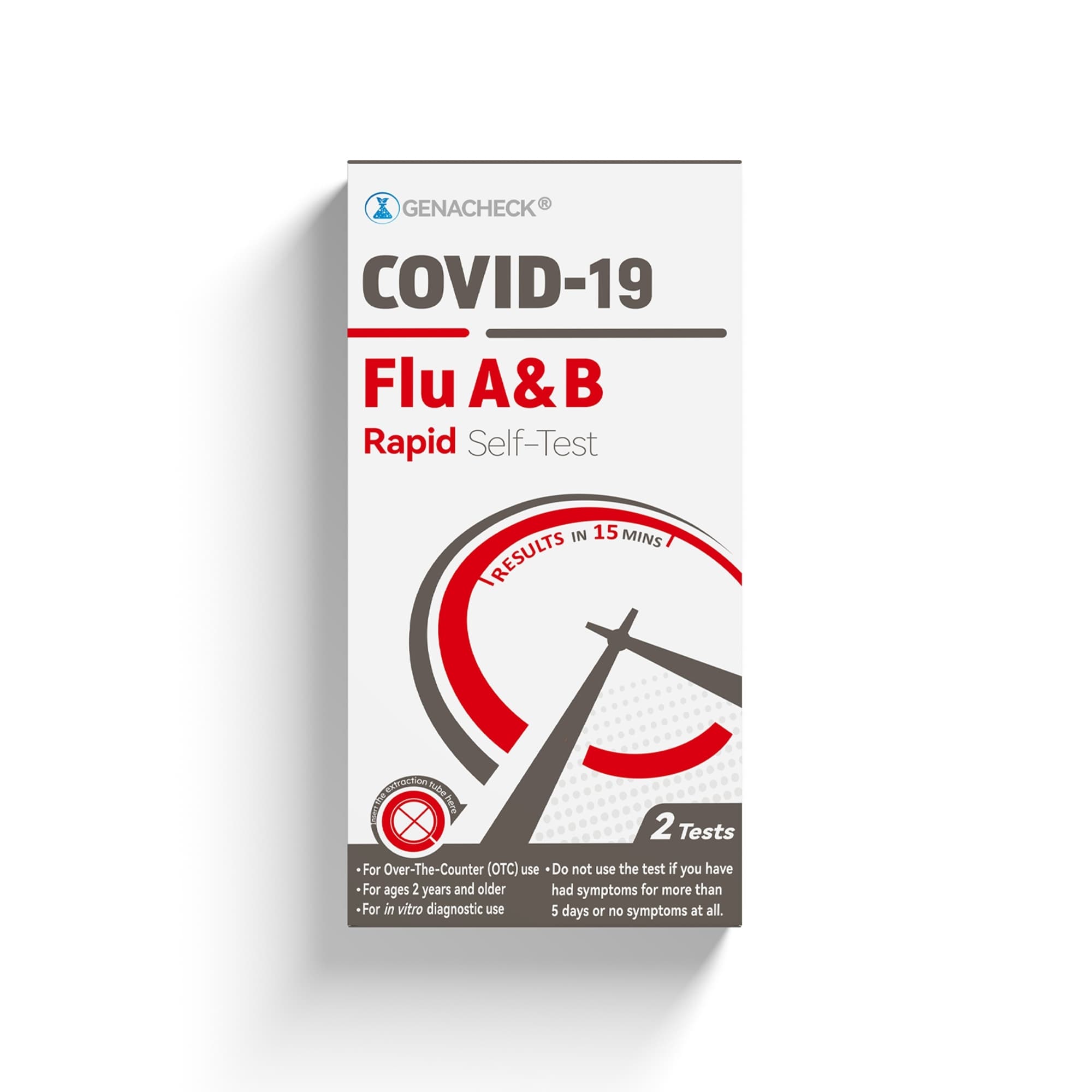 GenaCheck COVID-19/Flu A+B Rapid Self-Test Kit, 2 Tests - Image 2