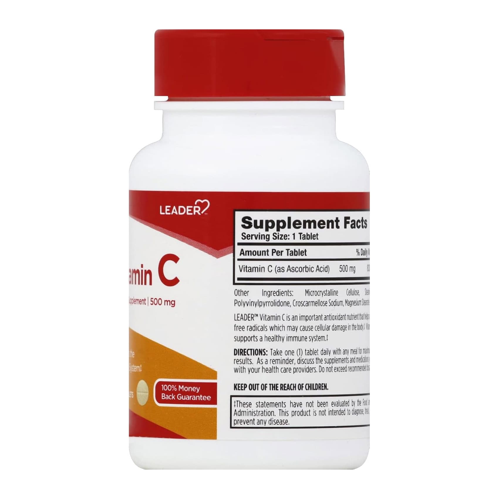 Leader Vitamin C Dietary Supplement, 500 mg, 100 Count - Each - Image 2