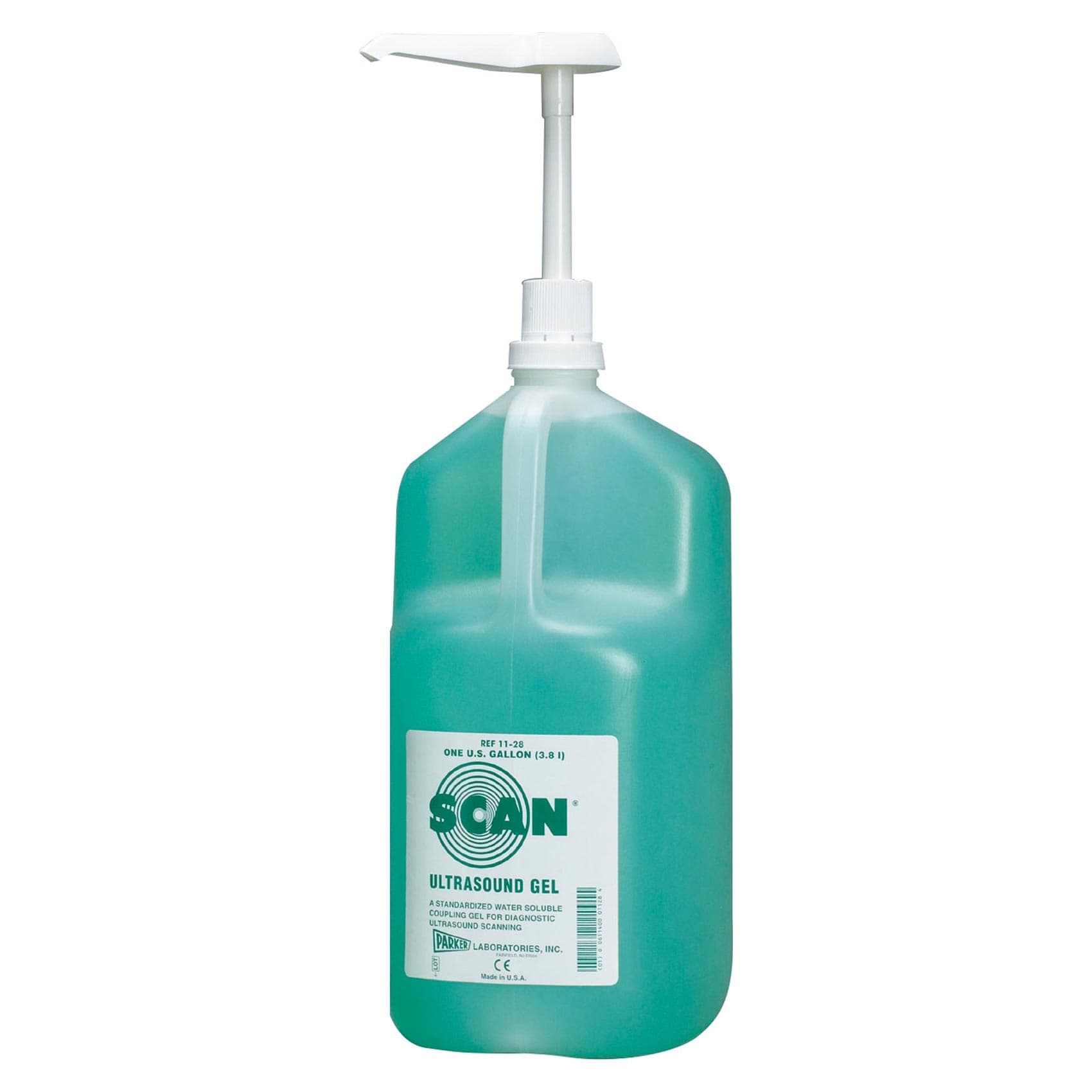 Scan Ultrasound Gel, Transmission, Light Green, 3.8 Liter (1 Gallon), 2 8oz. Dispenser Bottle - Case of 4 - Image 1