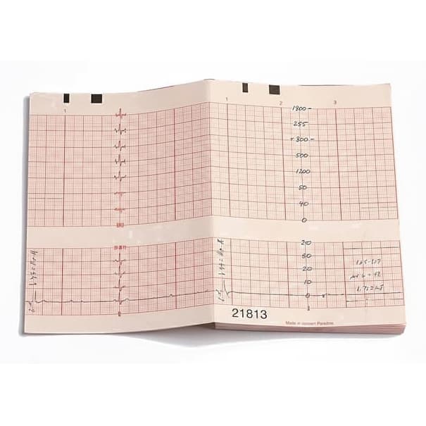 Precision Charts Z-Fold Fetal Red Grid Monitoring Chart Paper, 5.9" x 49'
