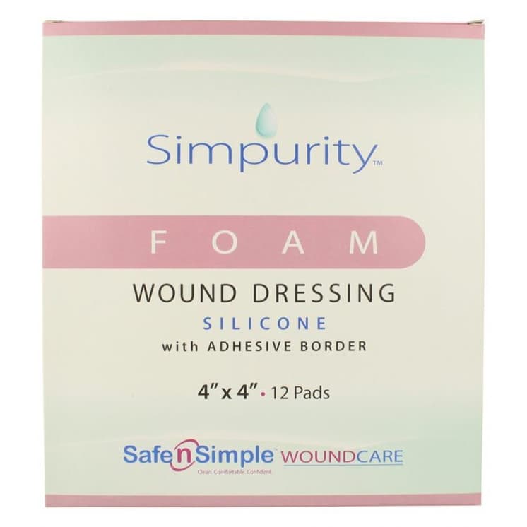 Simpurity Bordered Silicone Foam Dressing, 4 x 4 Inch - Box of 12 - Image 1