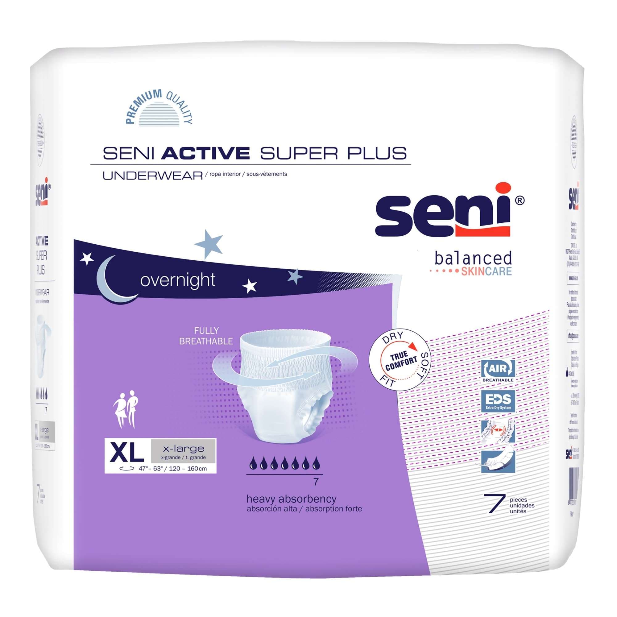 Seni Active Super Plus Pull On Adult Absorbent Underwear, Extra Large - Package of 7 - Image 1