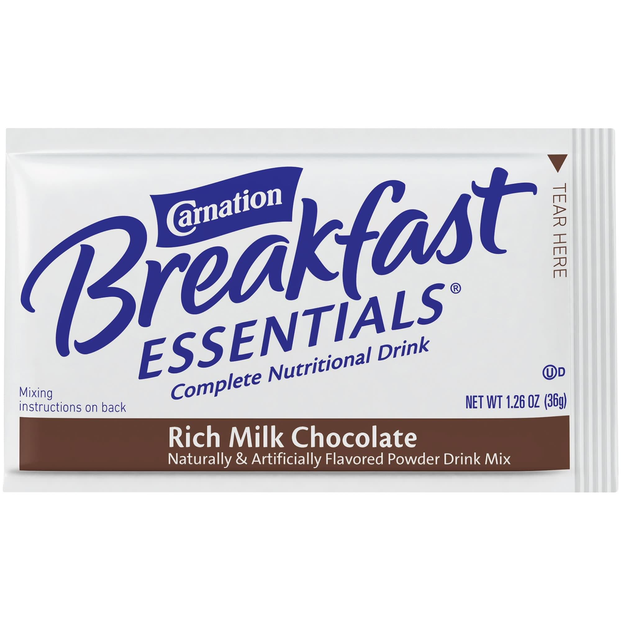Carnation Breakfast Essentials Nutritional Powder Drink Mix, Rich Milk Chocolate, 36 Gram, Powder - Each - Image 1