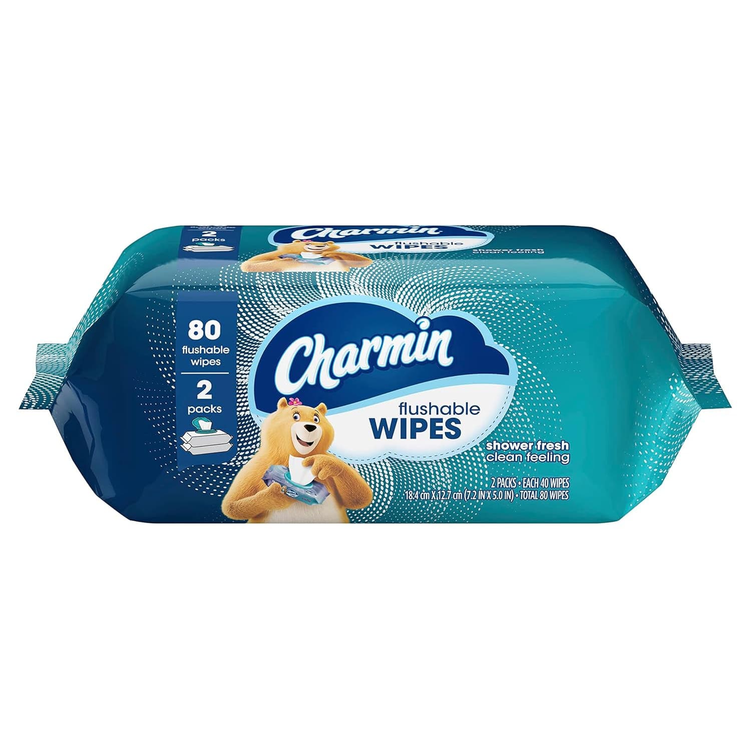 Charmin Flushable Wet Wipes, 80 Wipes, 2 Count - Package of 80 - Image 1