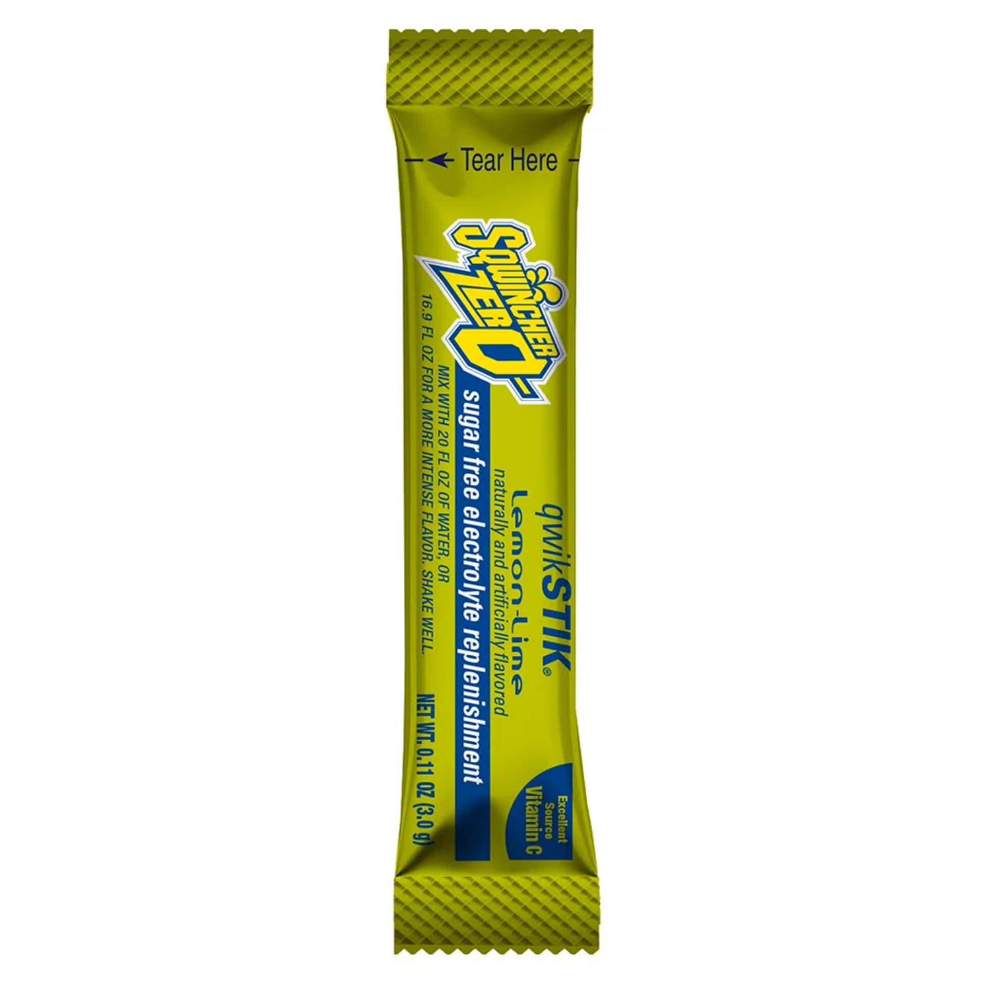 Sqwincher Quik Stik Zero Oral Electrolyte Solution, Lemon-Lime, 0.11 oz - Bag of 50 - Image 1