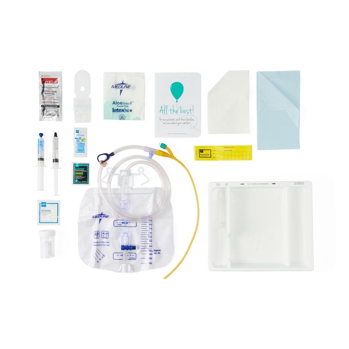 Medline One-Layer Tray with Drain Bag & 14 Fr Foley Catheter - Image 2