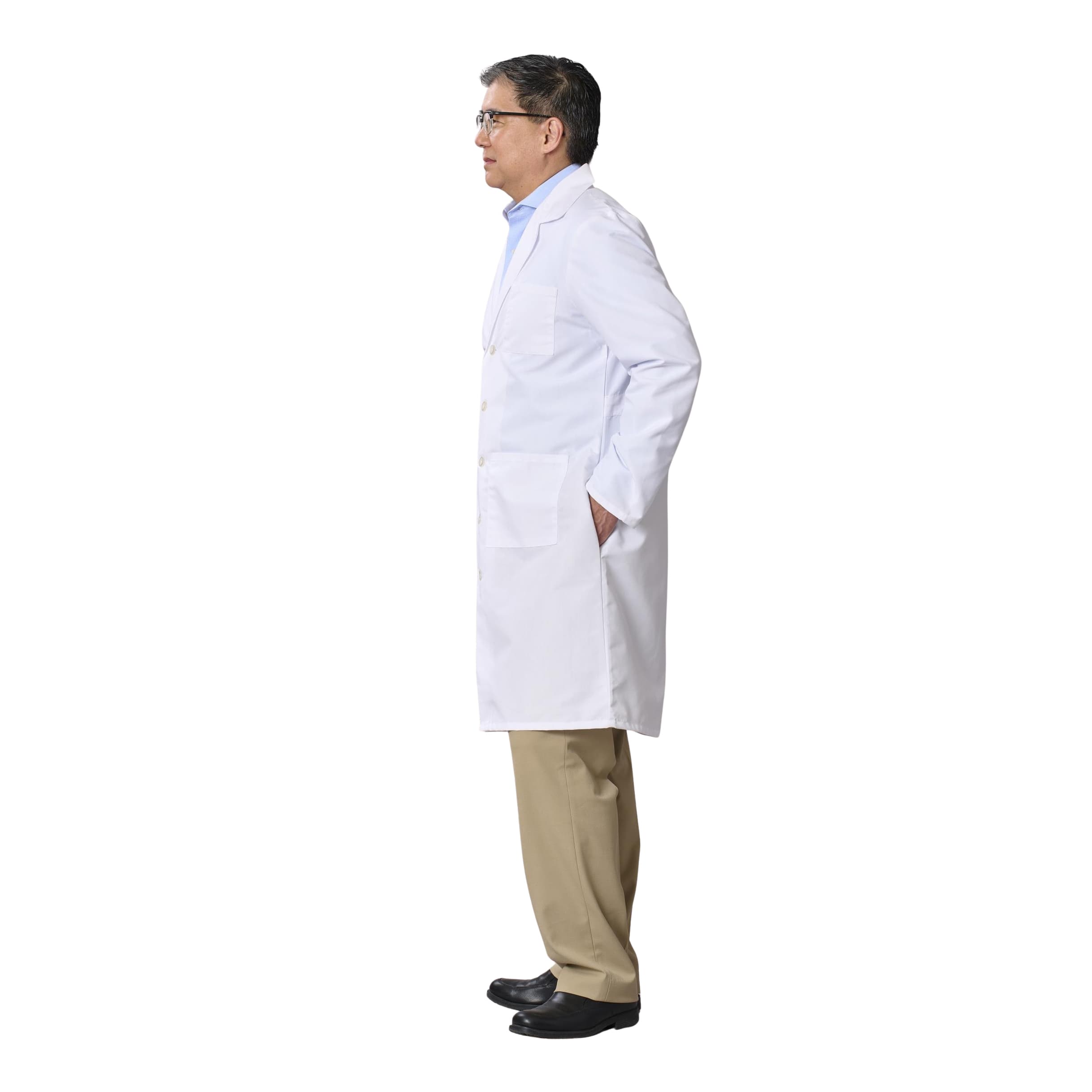 Medline Unisex Propel 4-Pocket Full-Length Lab Coat - Image 2