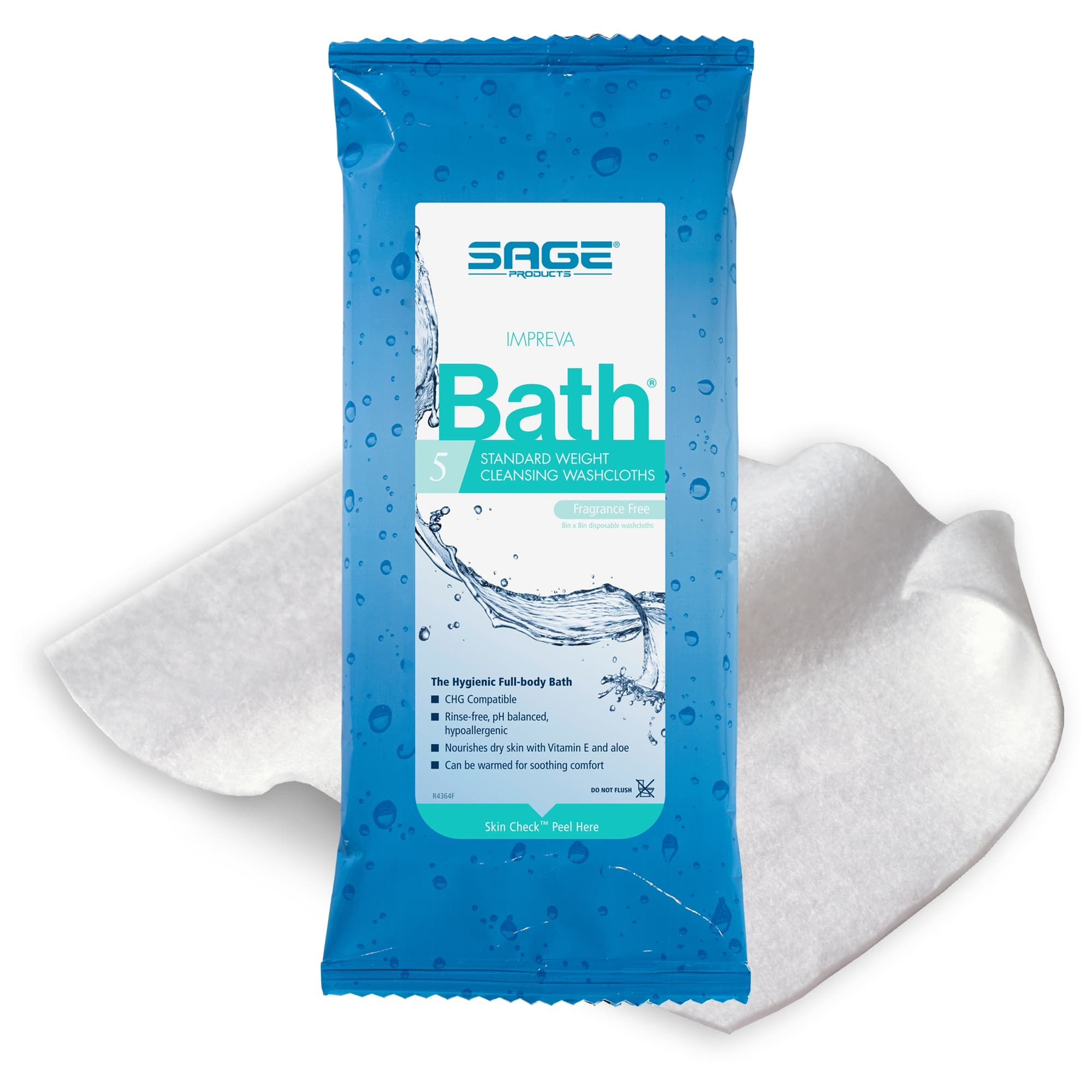 Impreva Bath Rinse-Free Bath Wipe, 8 x 8 Inch