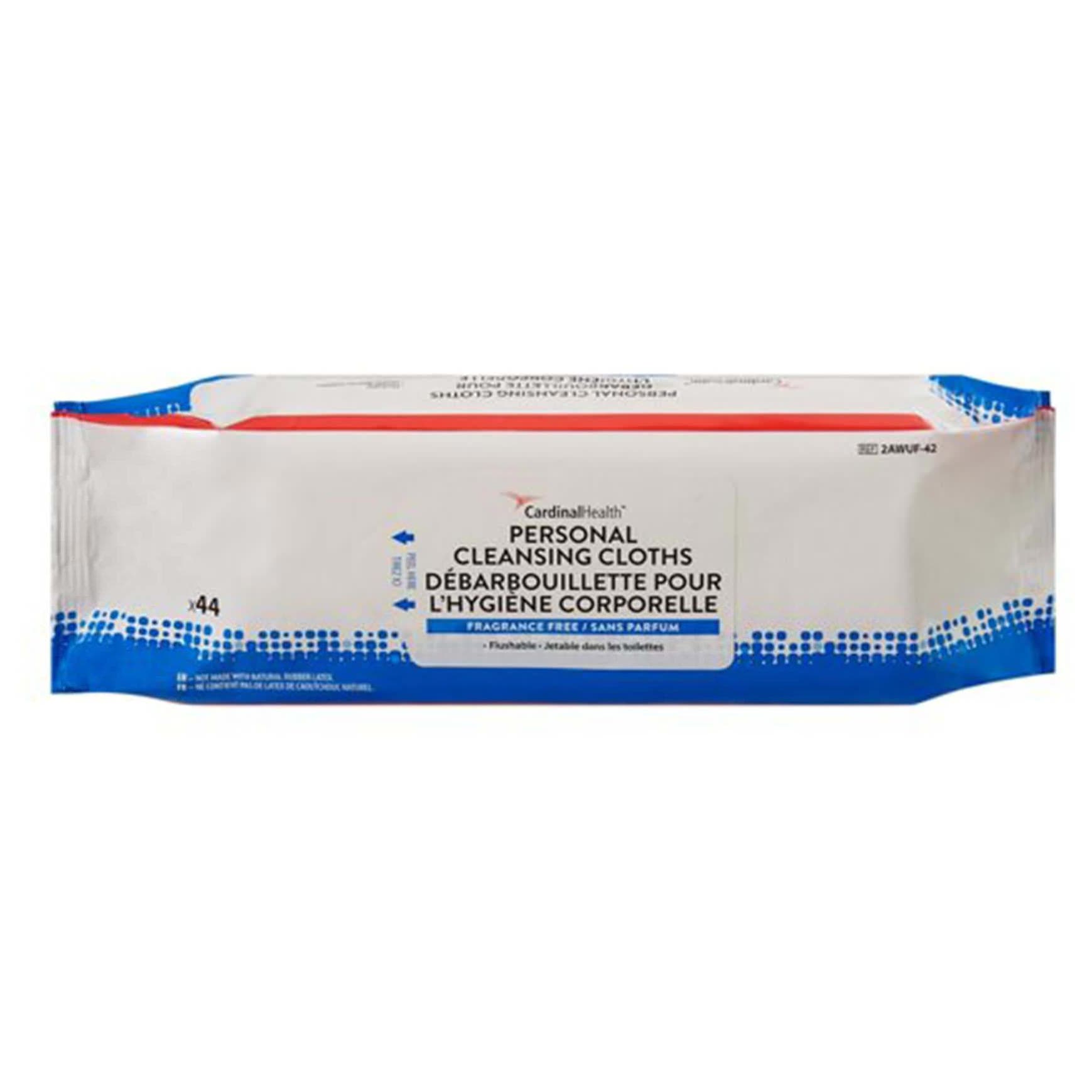Cardinal Health Wings Flushable Rinse-Free Personal Wipe, 9 x 13 Inch - Package of 44 - Image 1