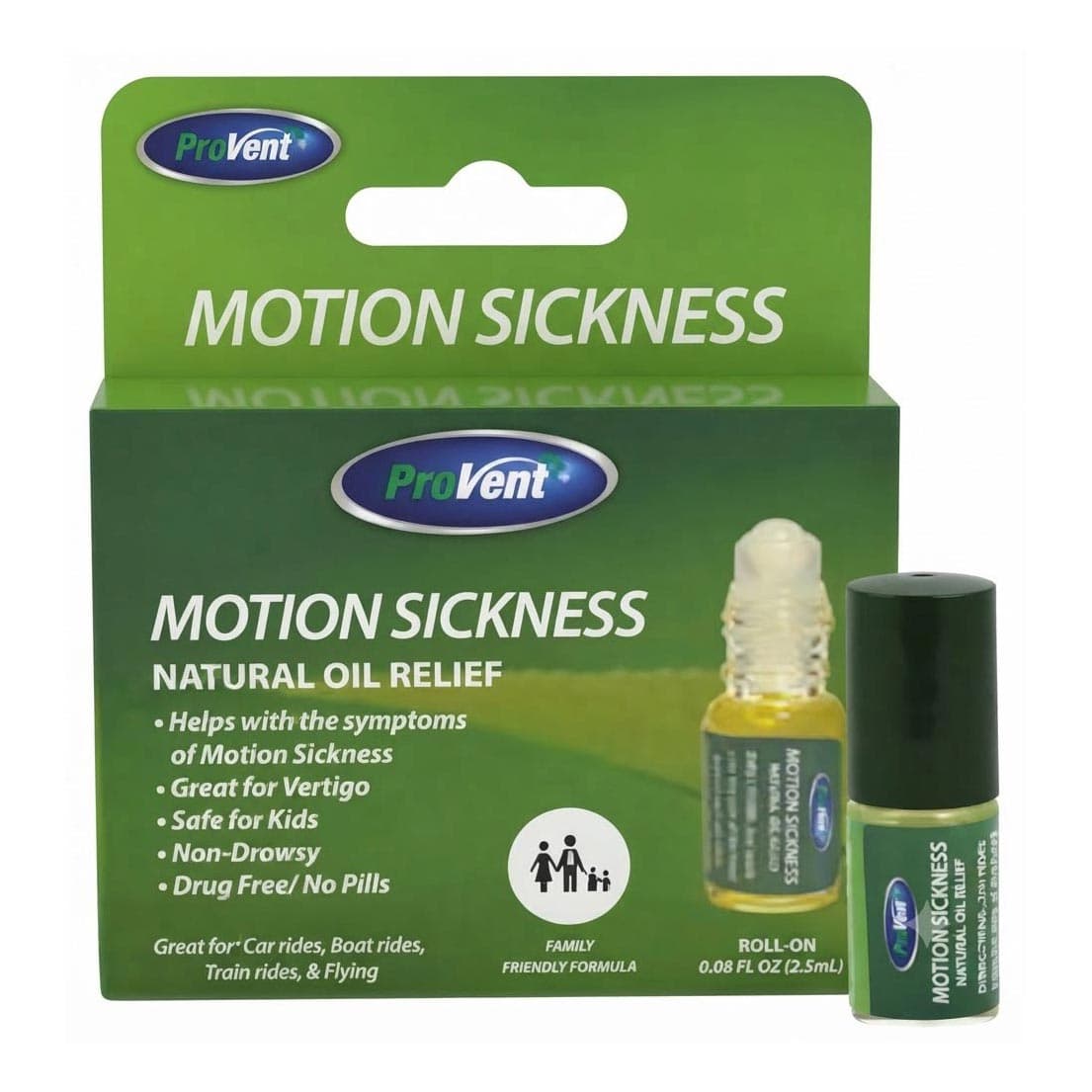 Quest ProVent Natural Relief Motion Sickness Oil Roll-On, 0.08 oz, Green Tinted - Image 1